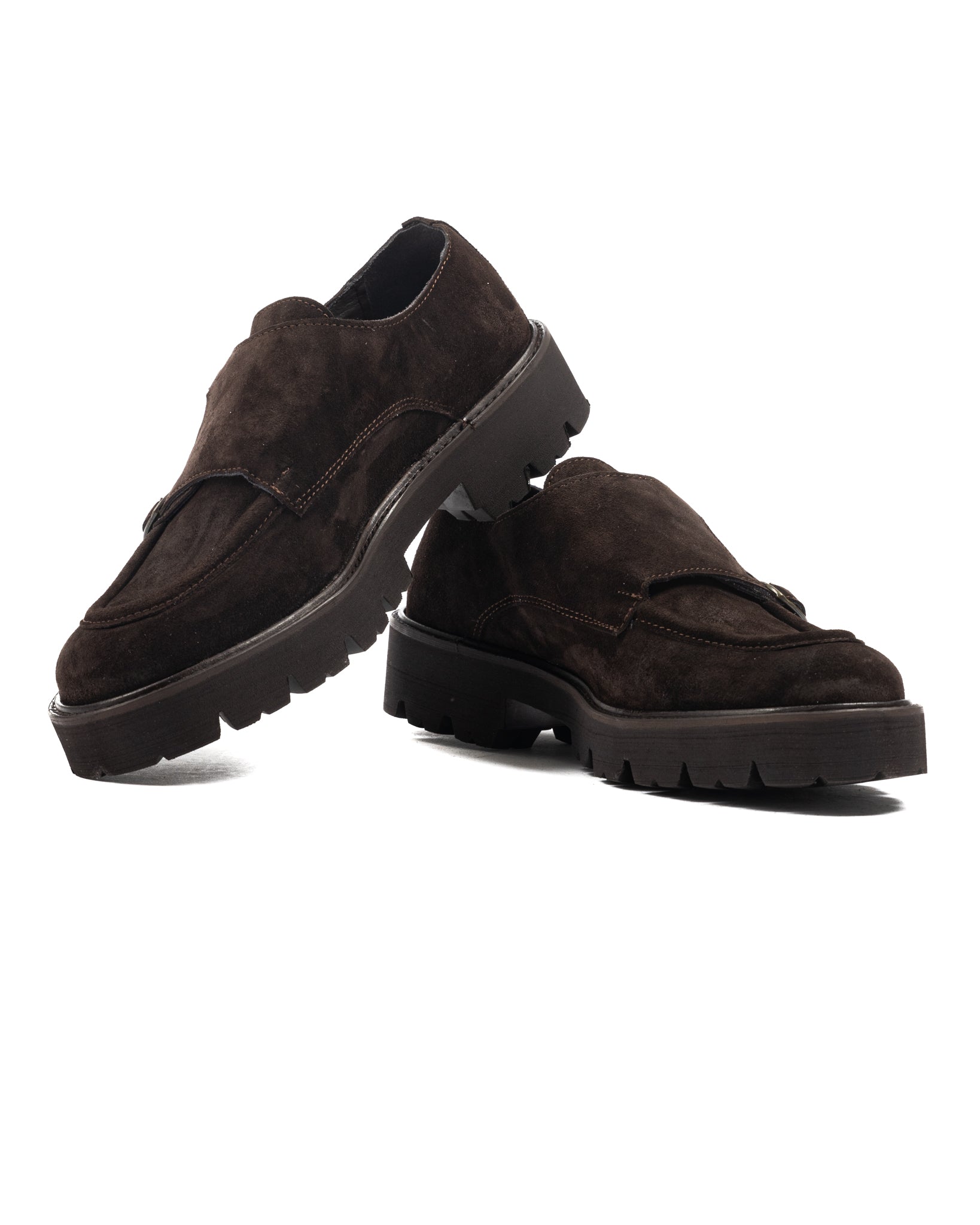 Falcon- mocassin en daim marron foncé avec double boucle 