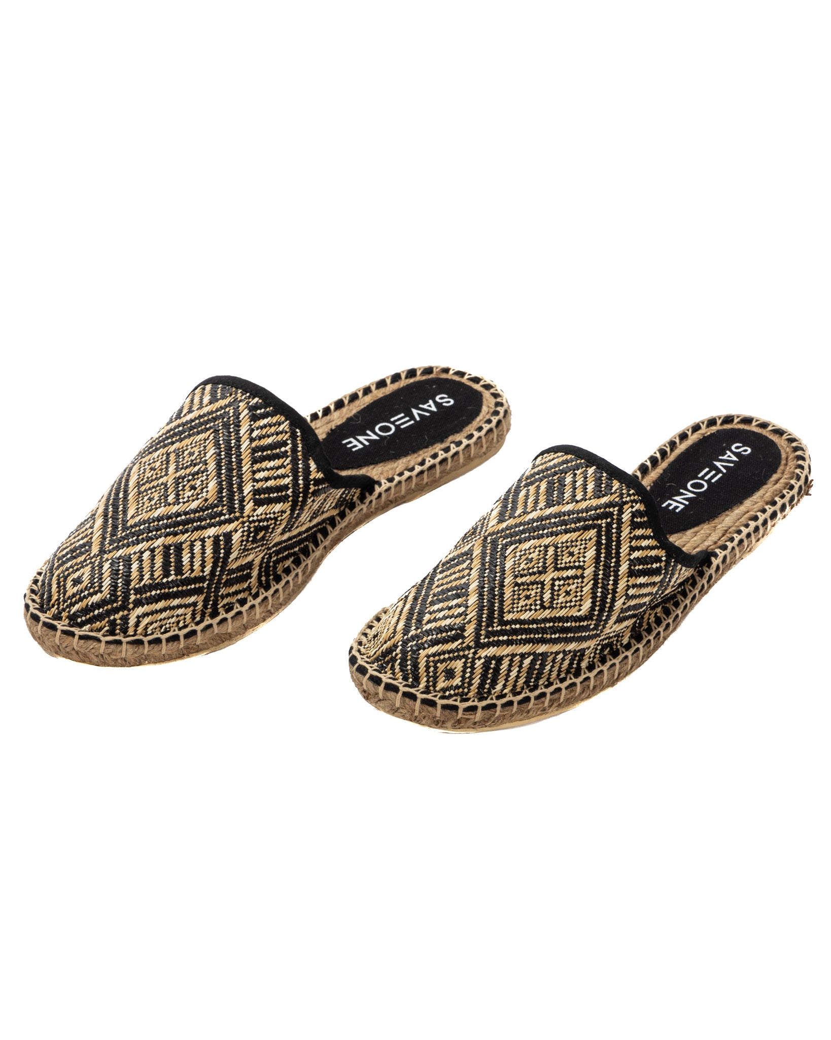 Portofino - black ethnic espadrilles mules