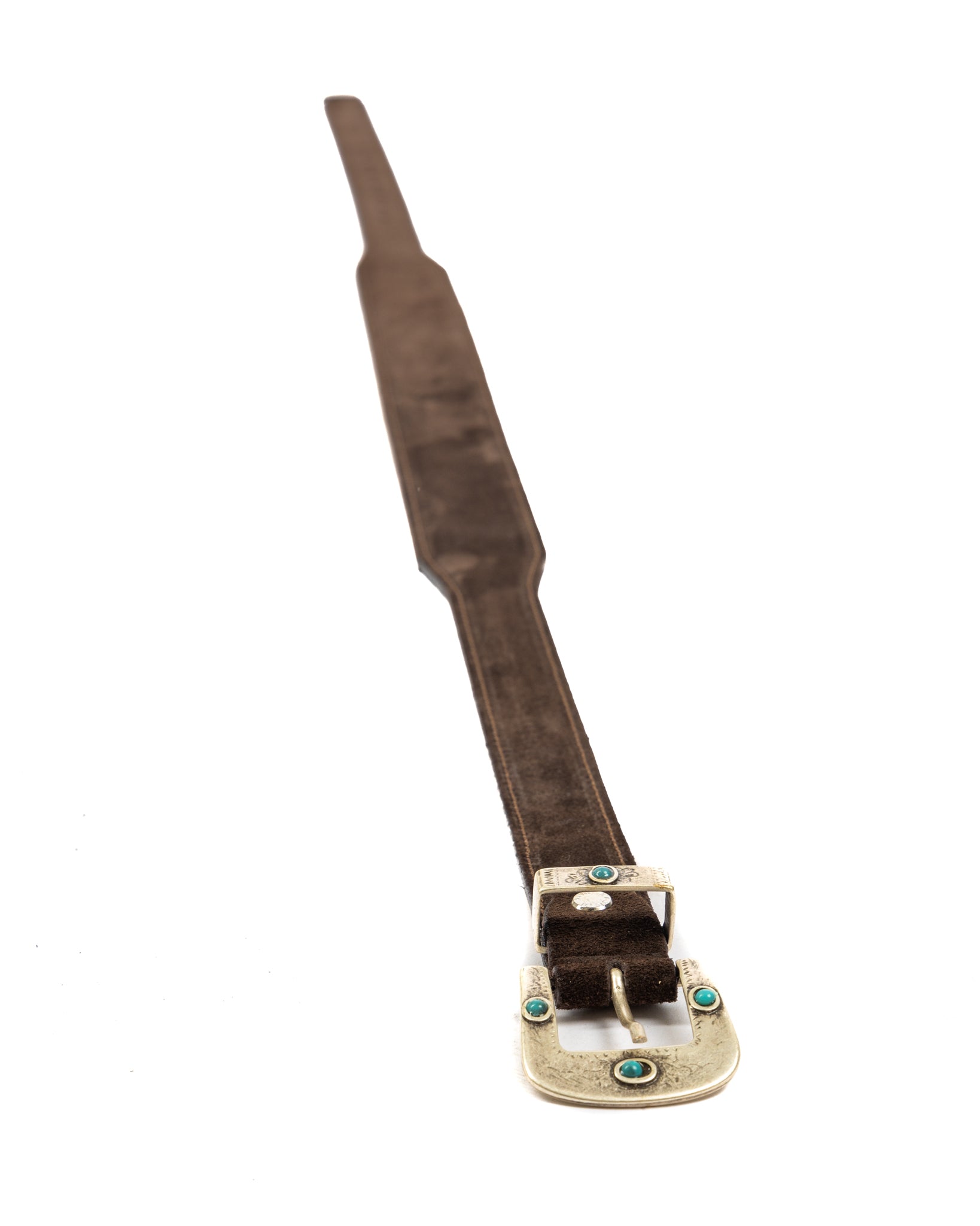 Quirico - dark brown jewel belt in suede