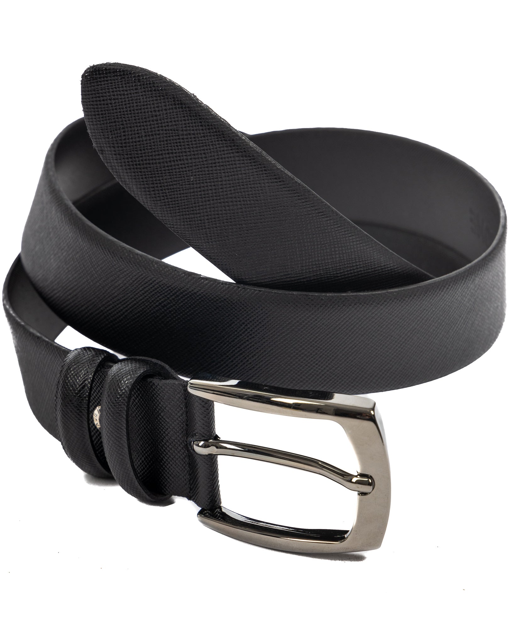 Capalbio - ceinture en cuir saffiano noir