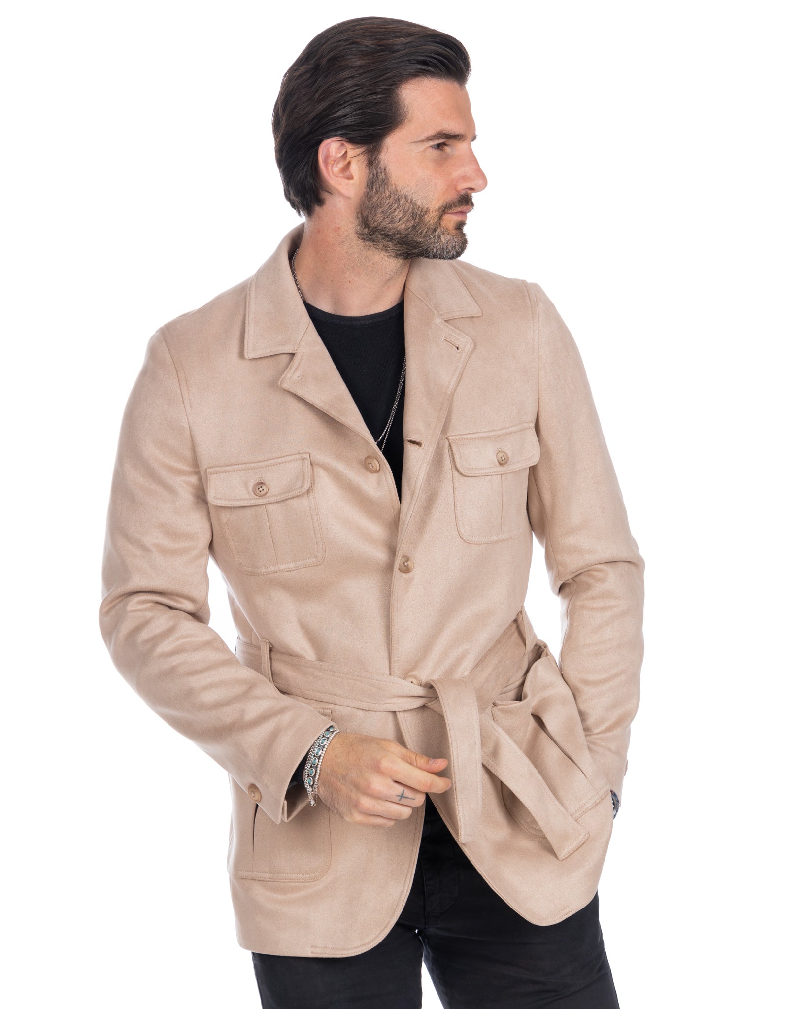 Levante - sahariana in eco-camoscio beige