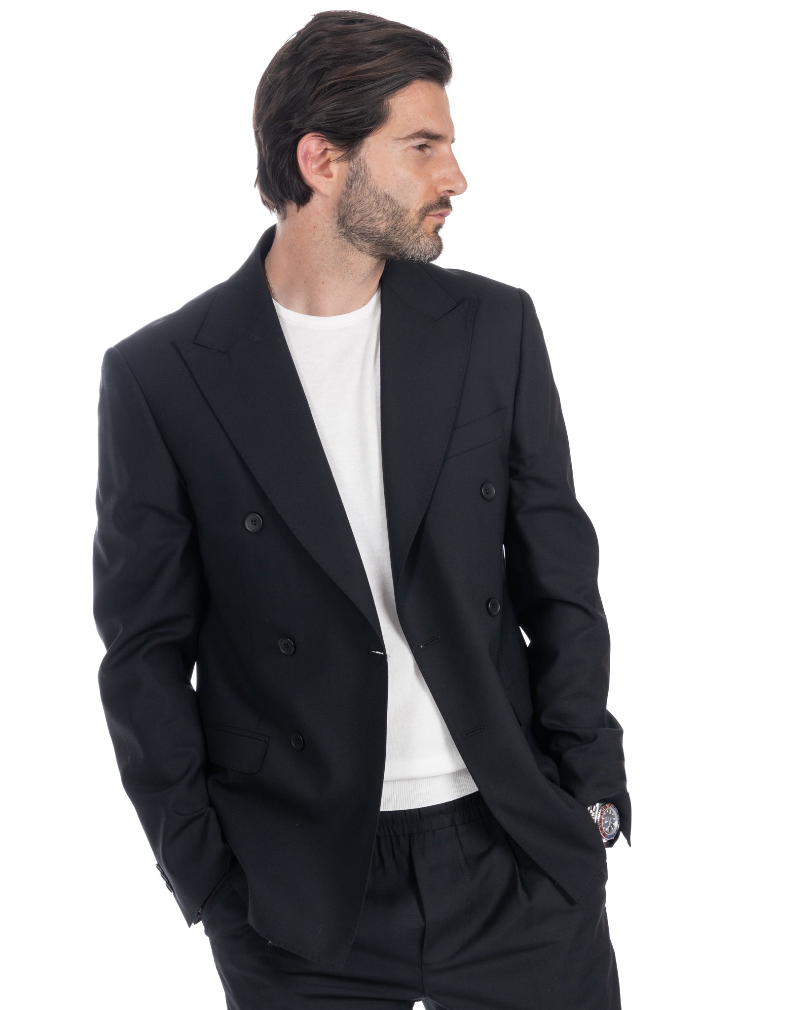 Brooklyn - black double-breasted wool jacket