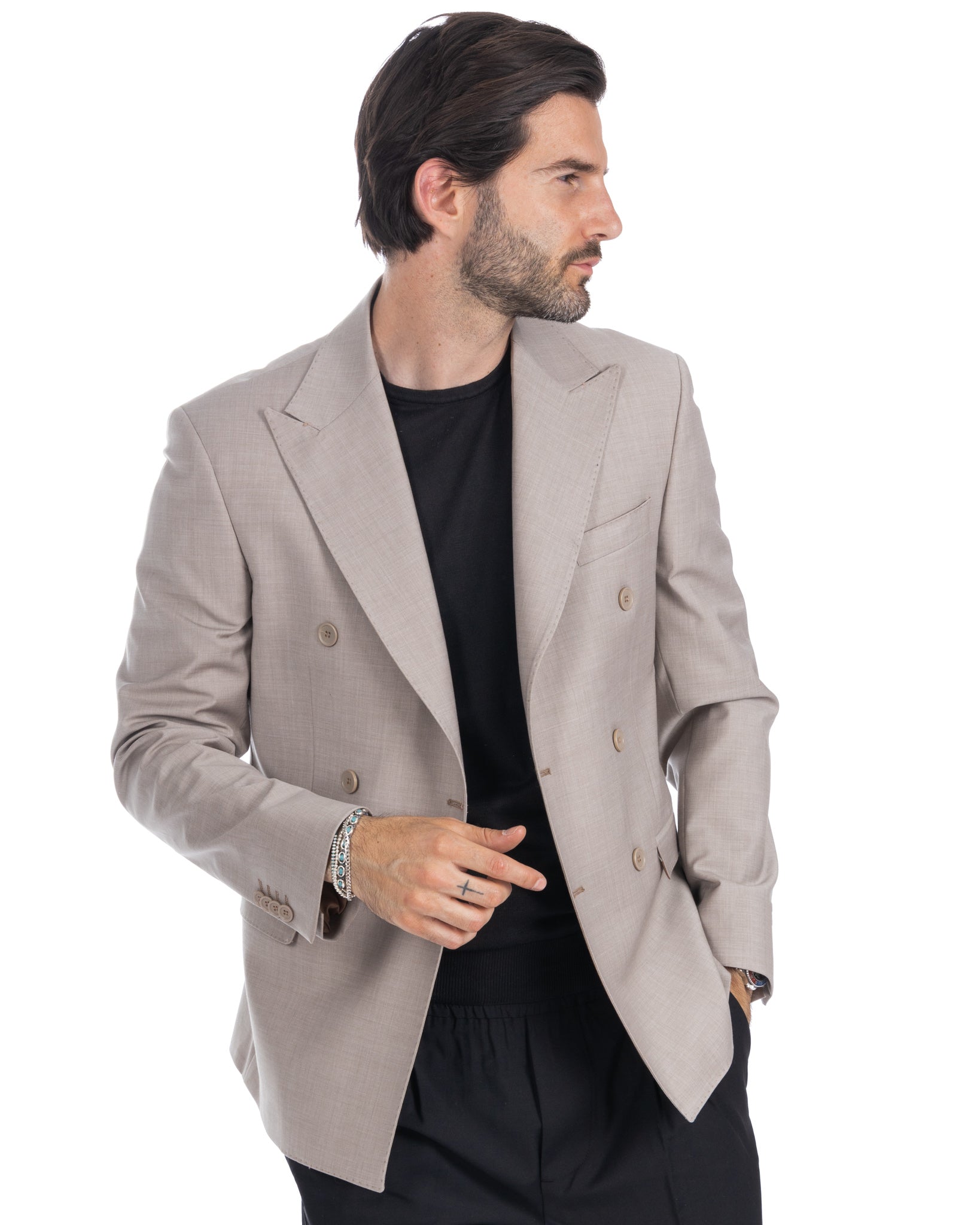 Brooklyn - beige double-breasted wool jacket