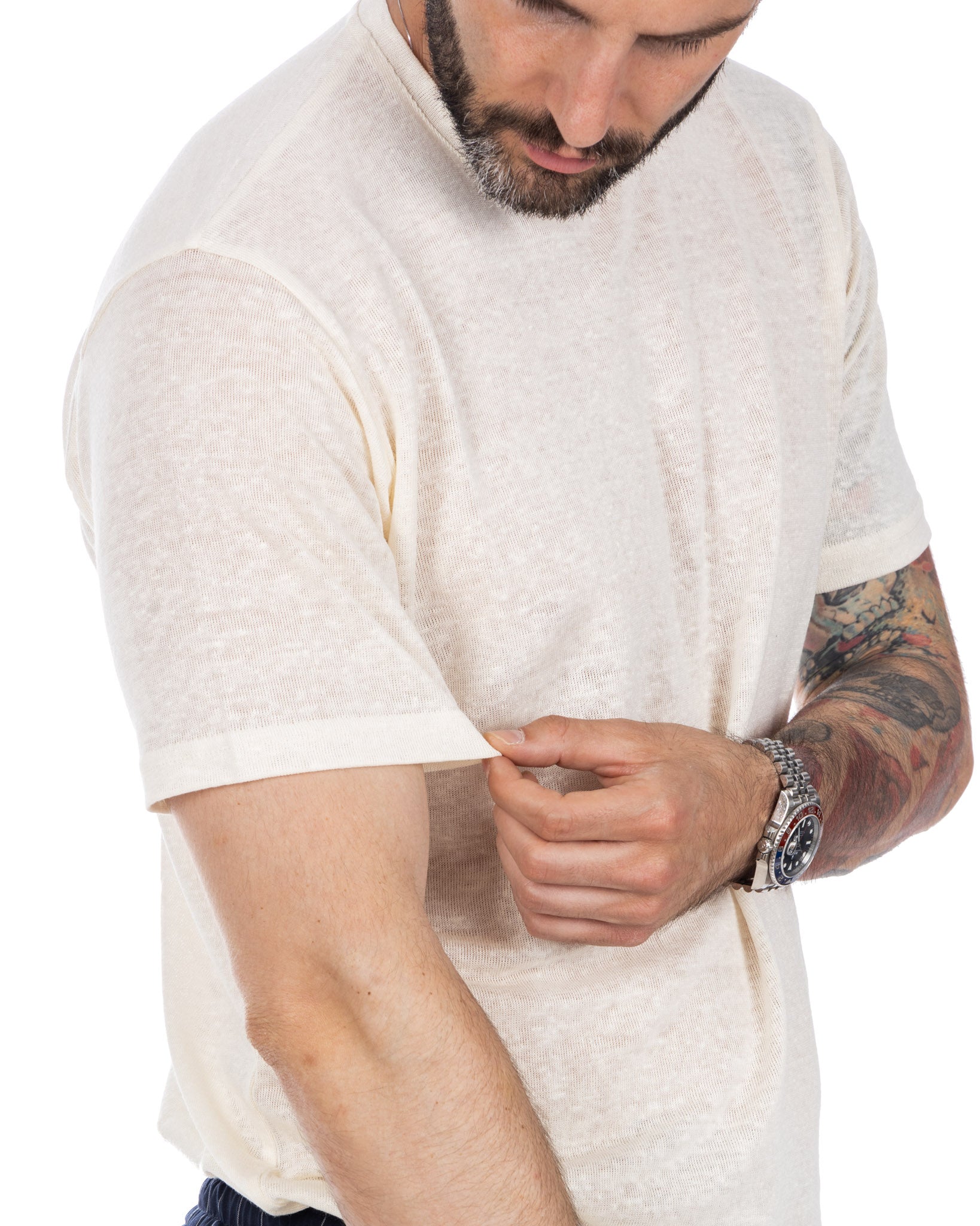 Hubert - t-shirt tricoté en lin crème