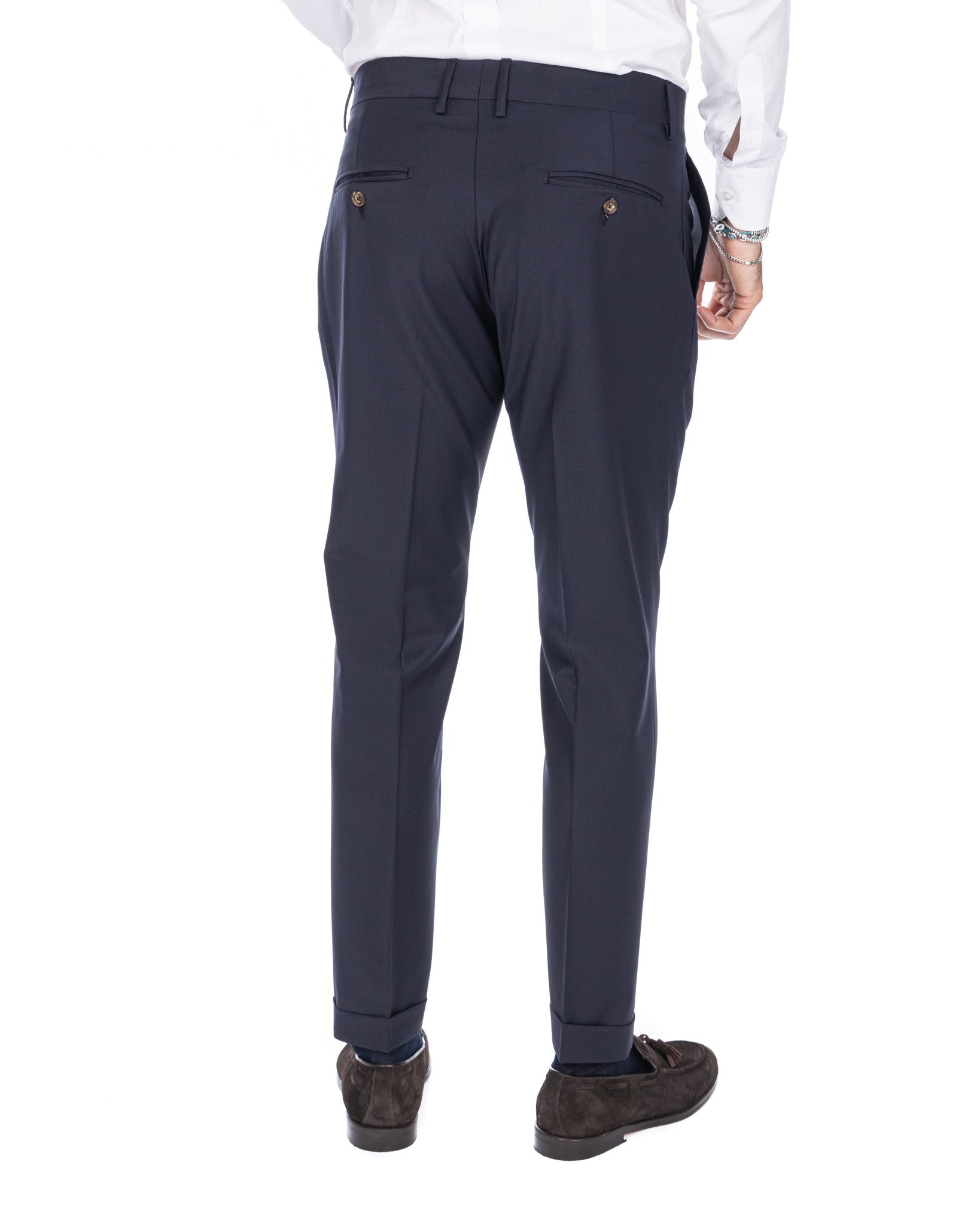 Queens - pantalon en laine bleu