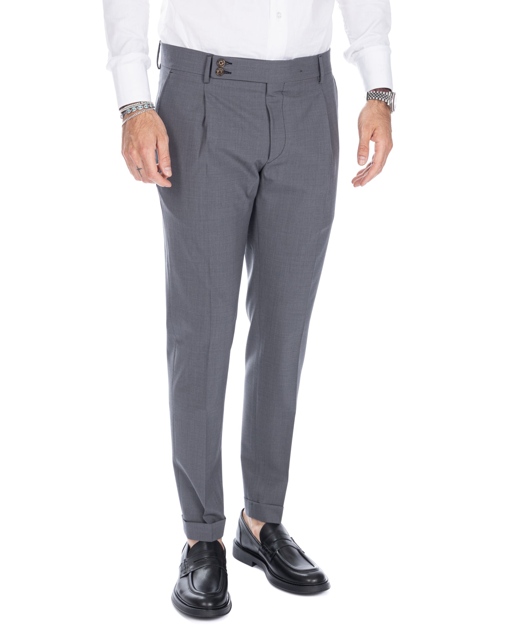 Queens - pantalon en laine gris