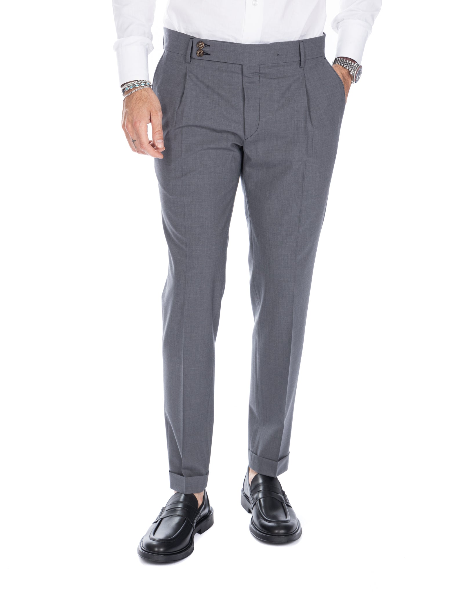 Queens - pantalone grigio in lana