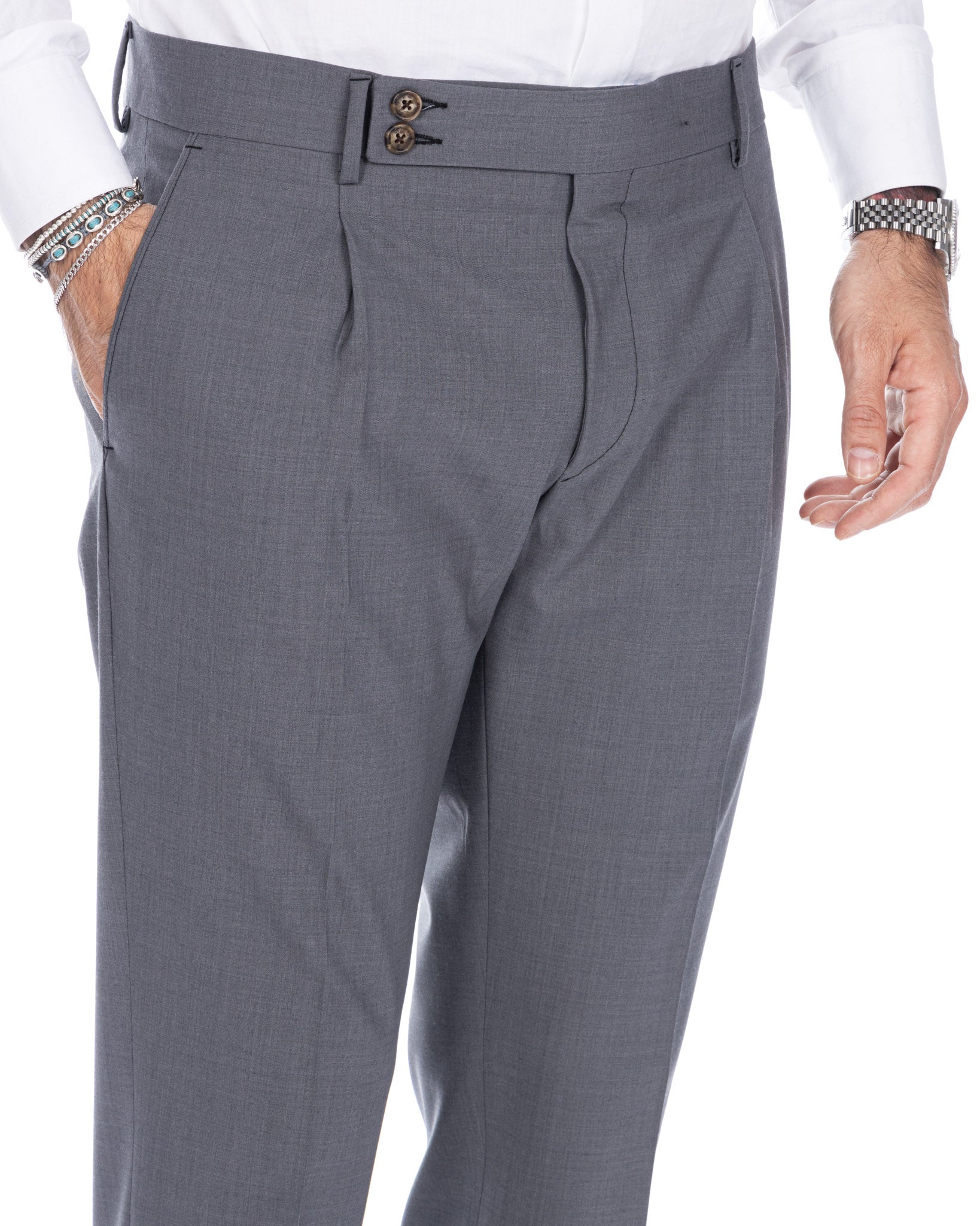 Queens - gray wool trousers