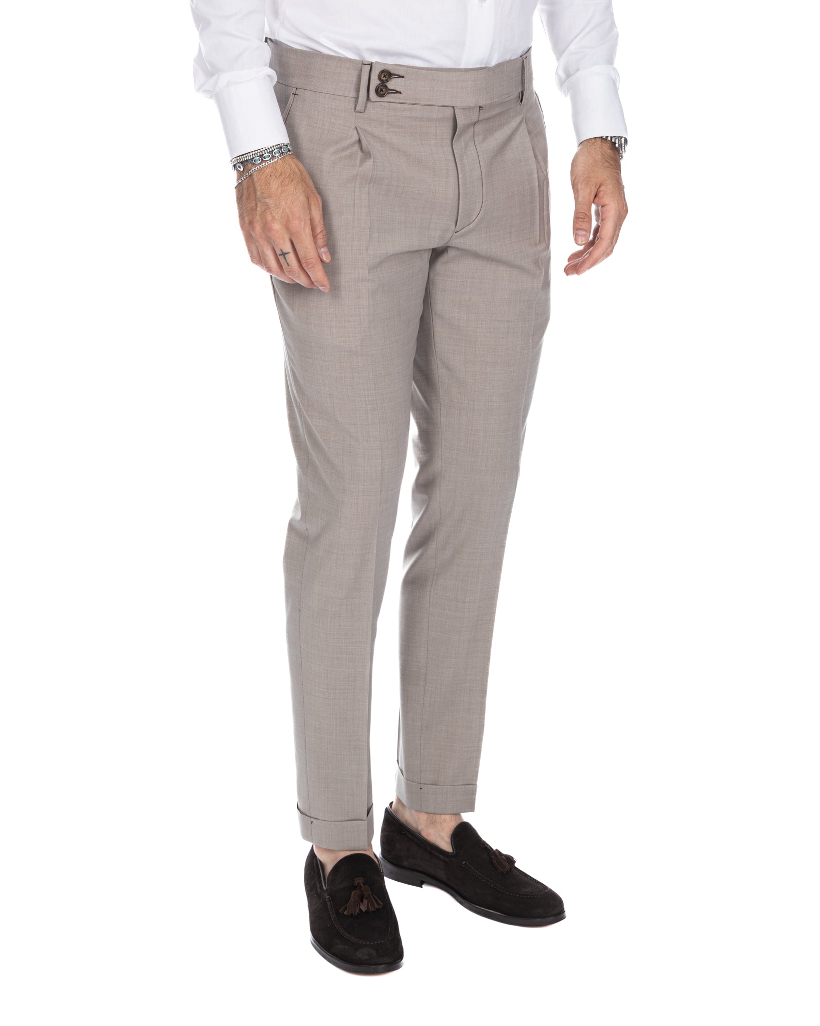 Queens - pantalone beige in lana