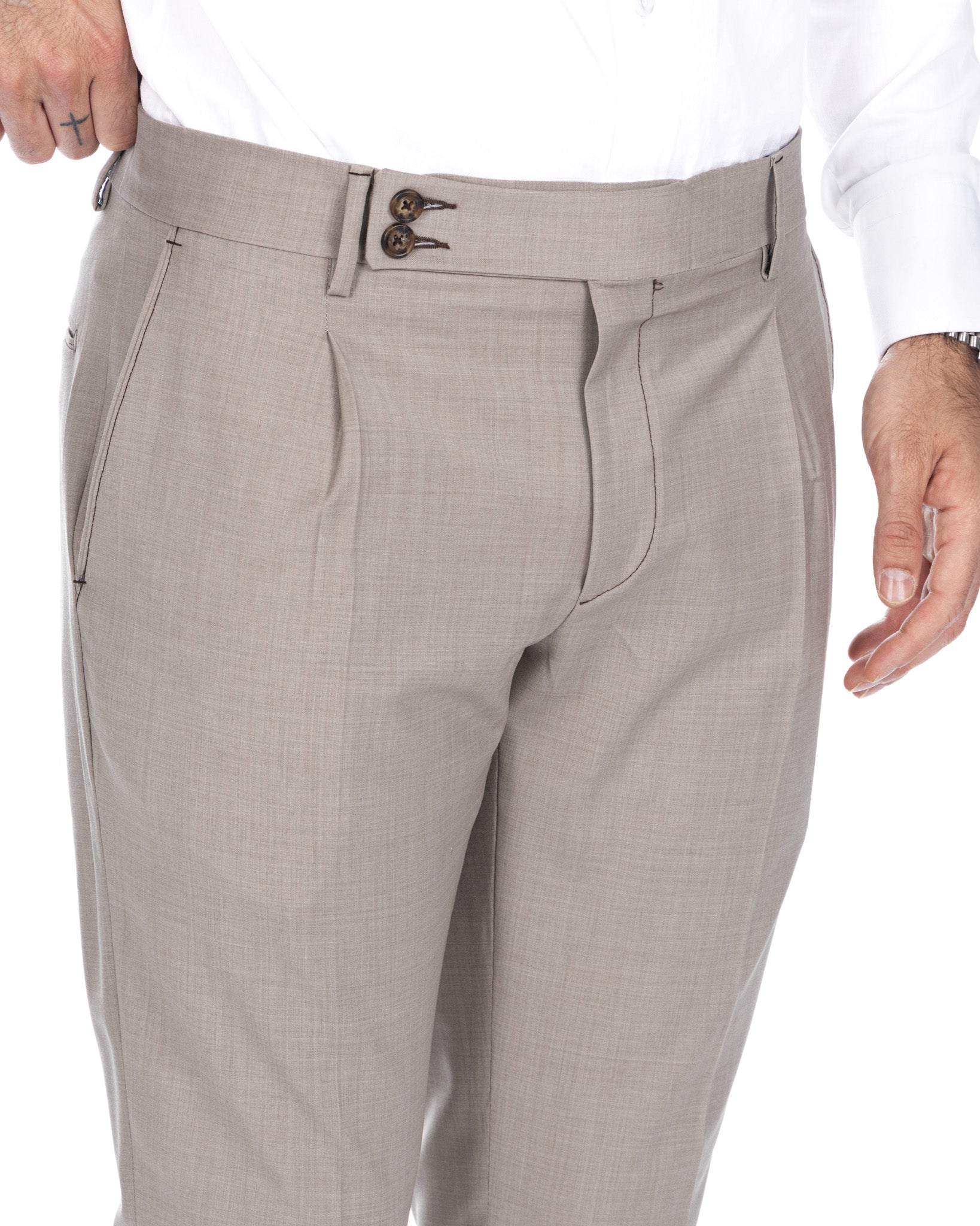 Queens - pantalone beige in lana