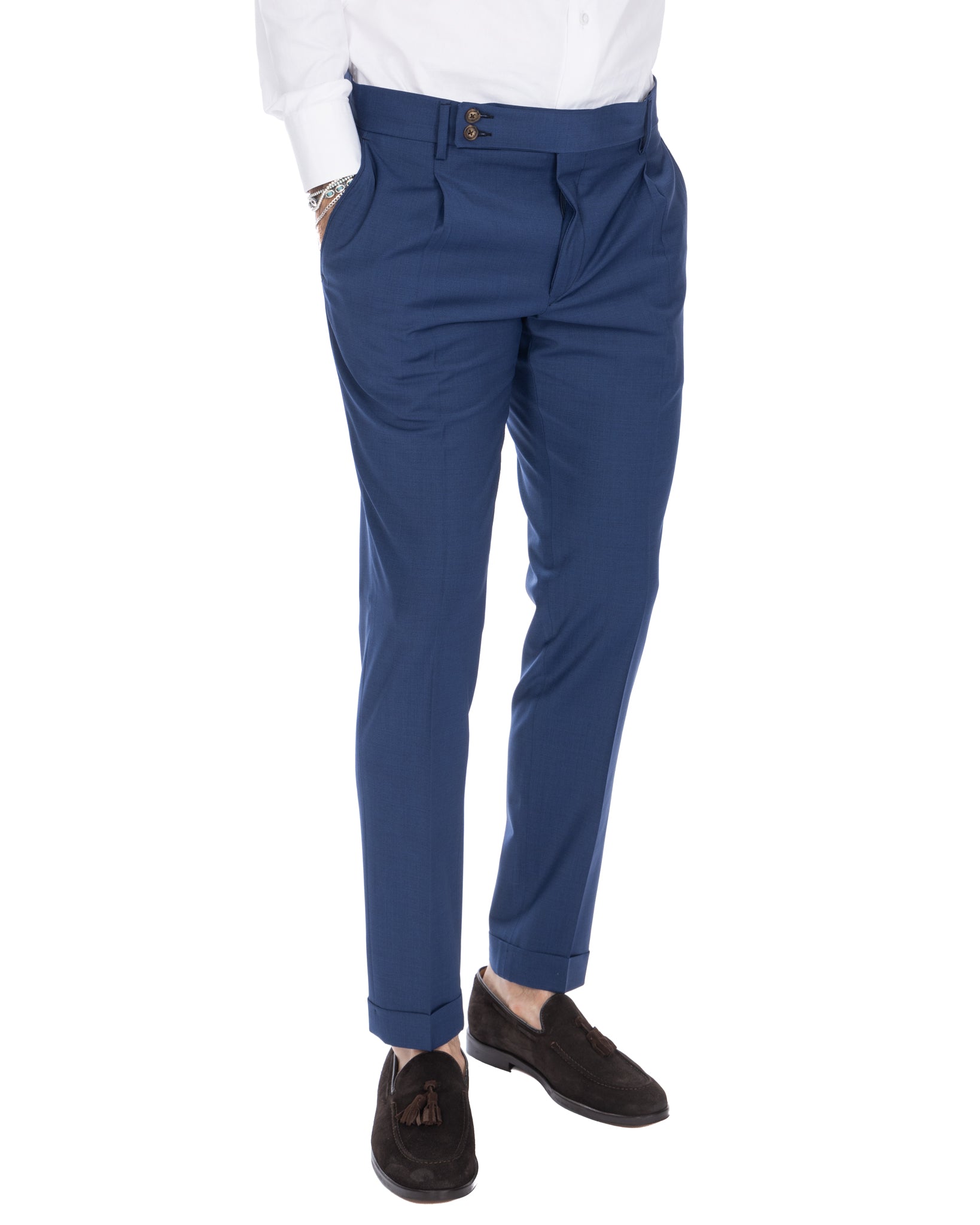 Queens - pantalone bluette in lana