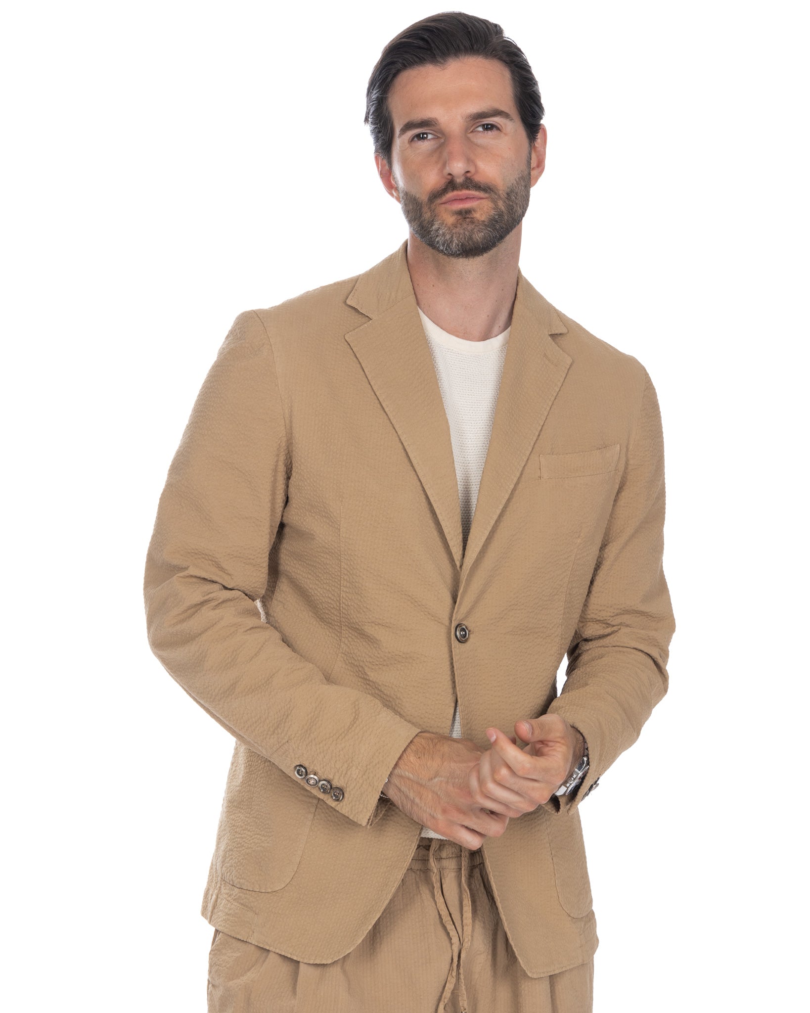 Adro - embossed camel jacket