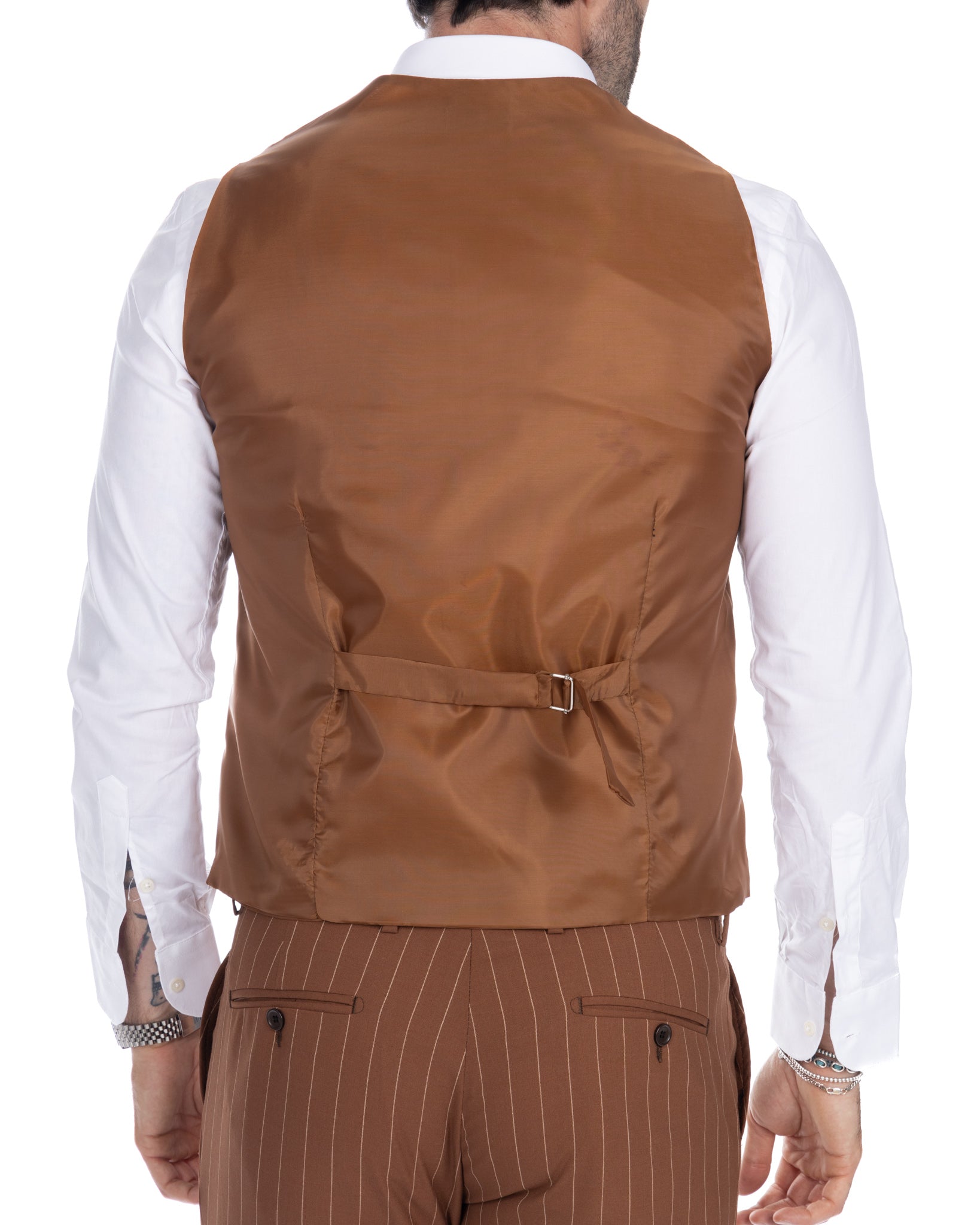 Mainz - brown pinstriped single-breasted waistcoat