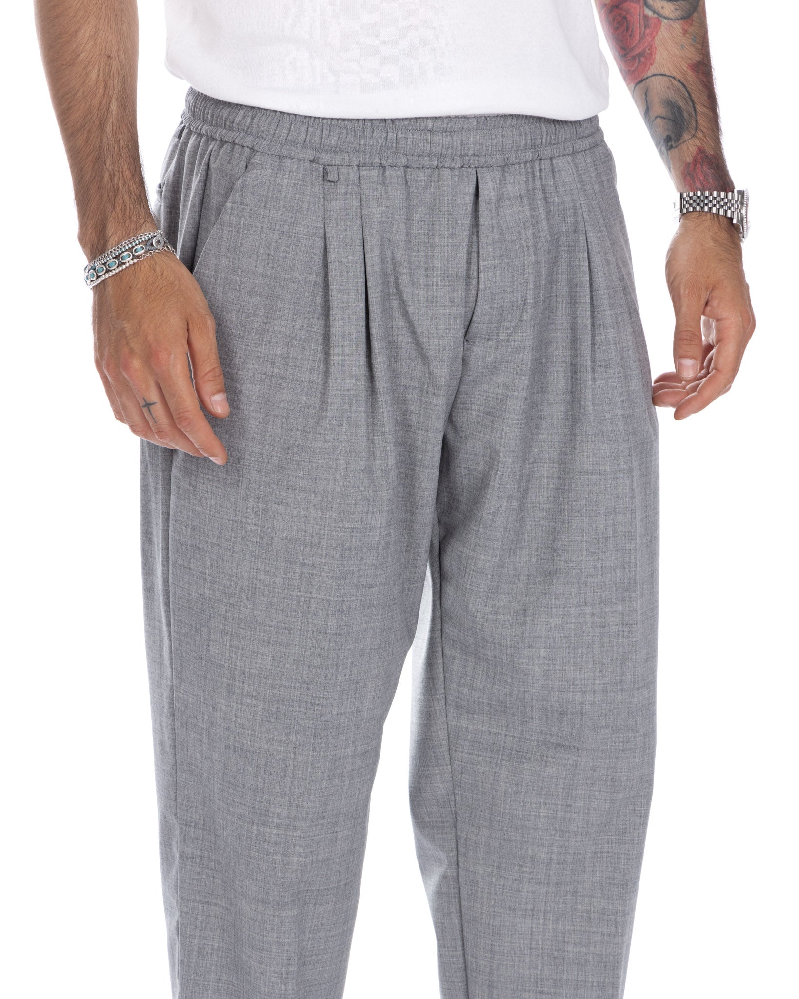 Larry - light gray wool blend trousers