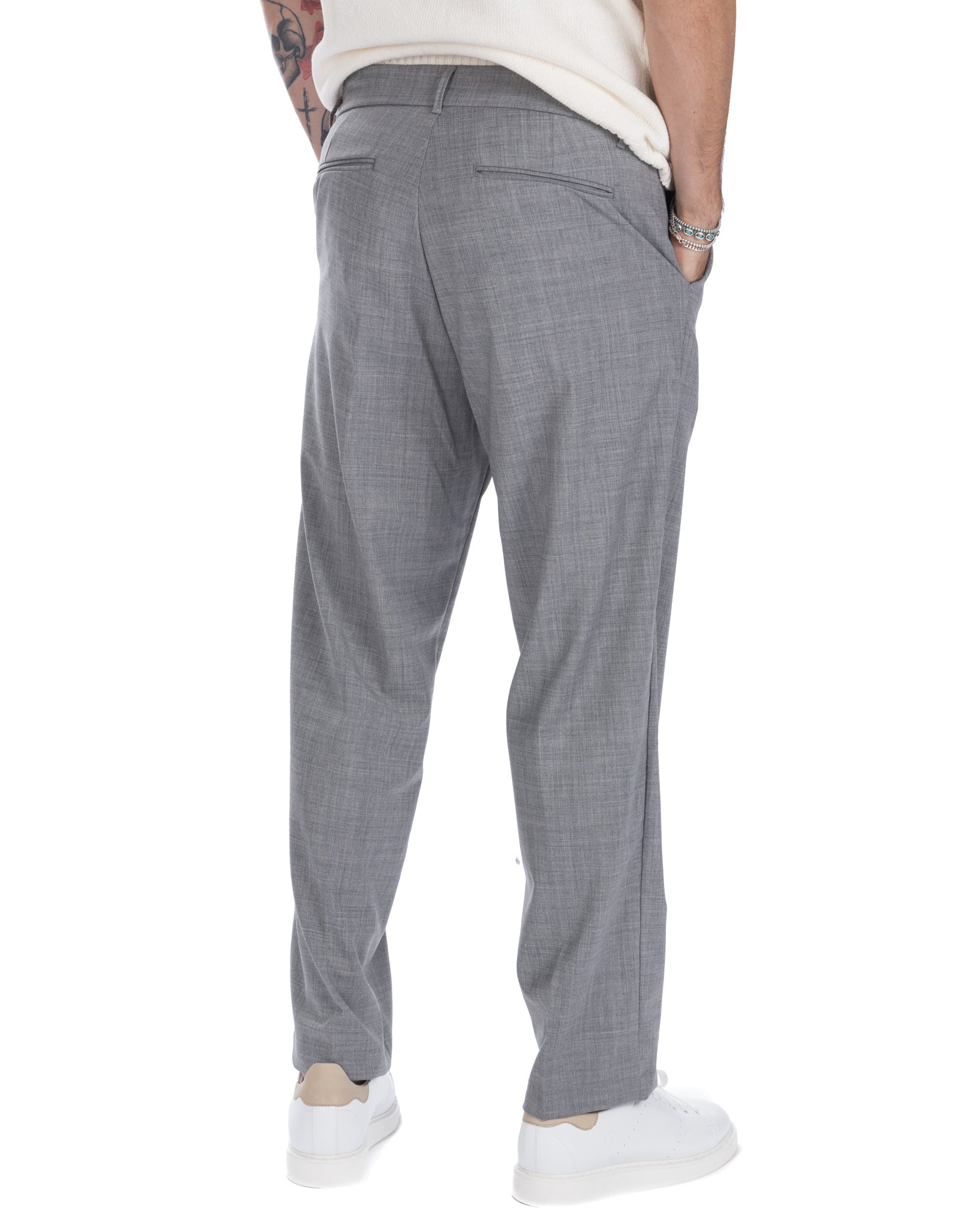 Jacob - pantalon large en laine mélangée gris