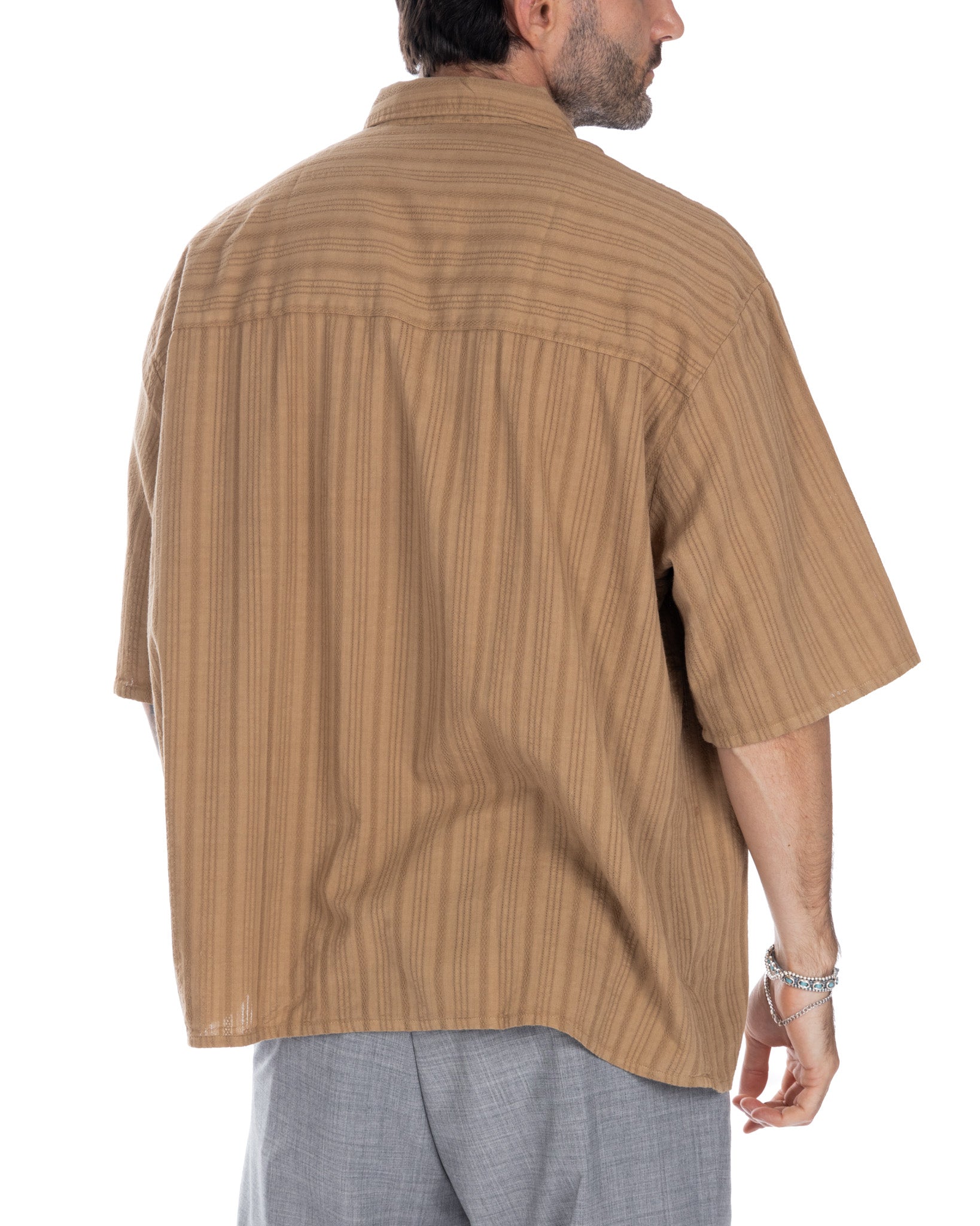 Martinique - chemise oversize en dentelle camel