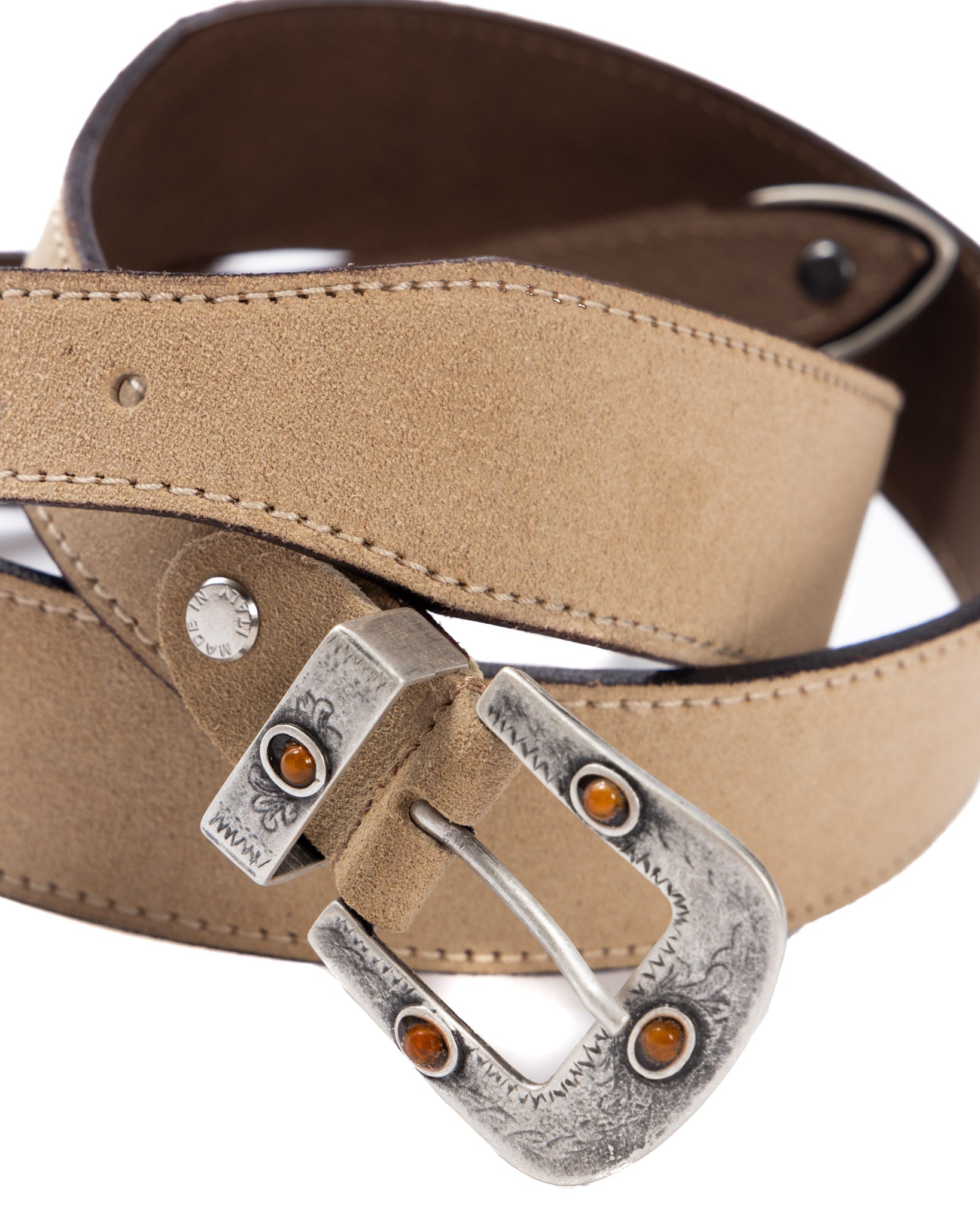 Quirico - beige suede jewel belt