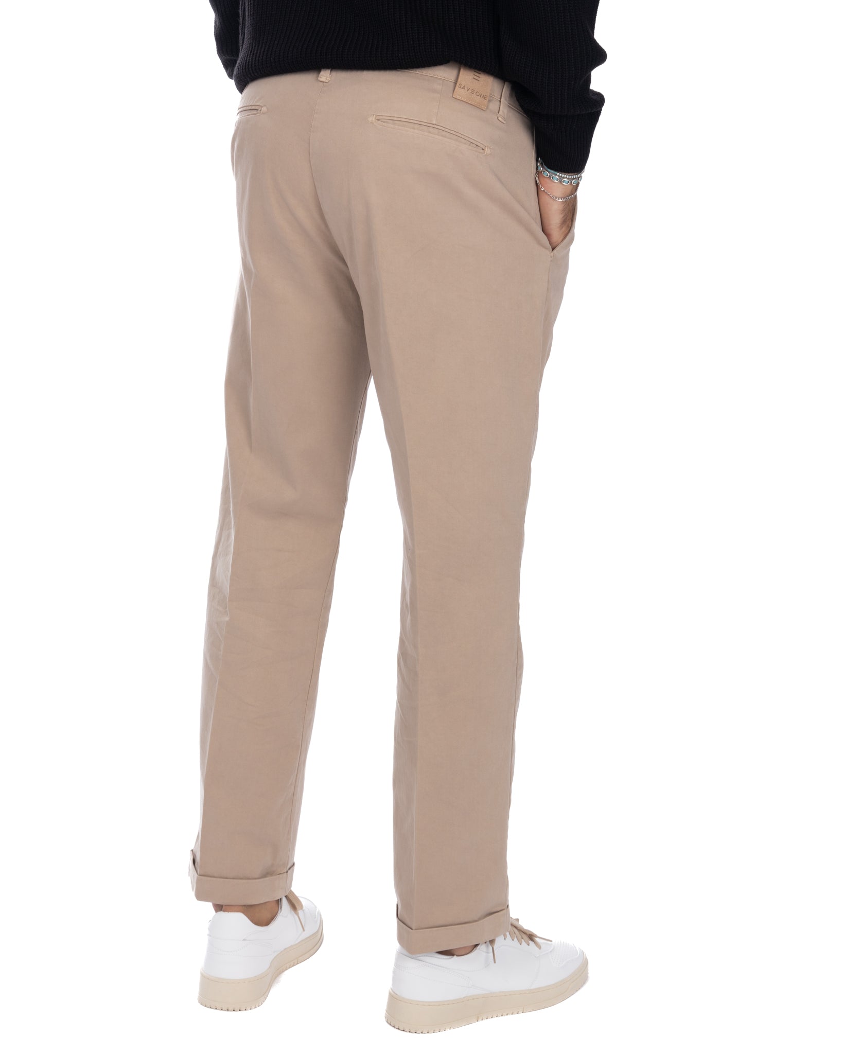 Sean - pantalone in cotone largo beige