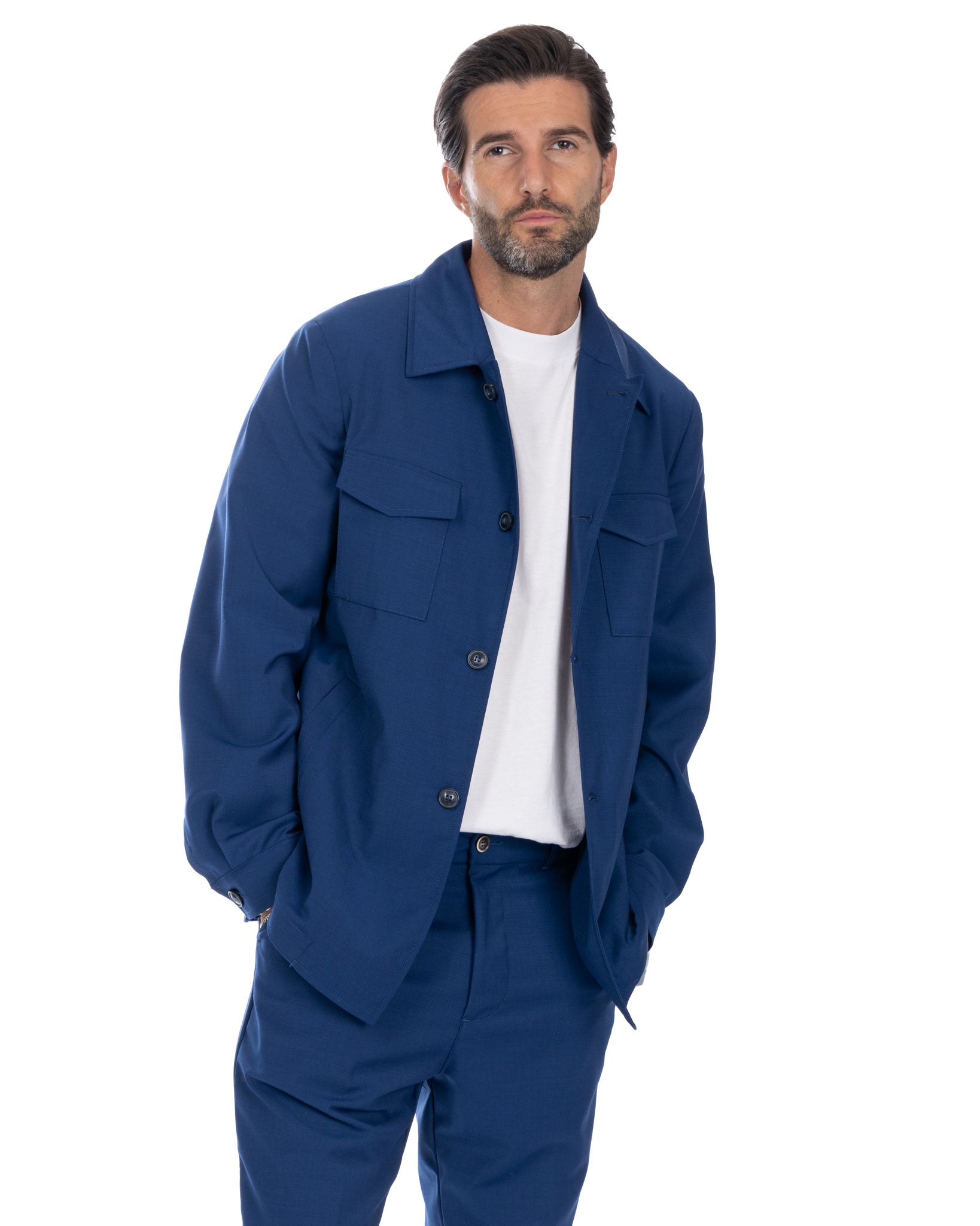 Steven - blue wool blend jacket