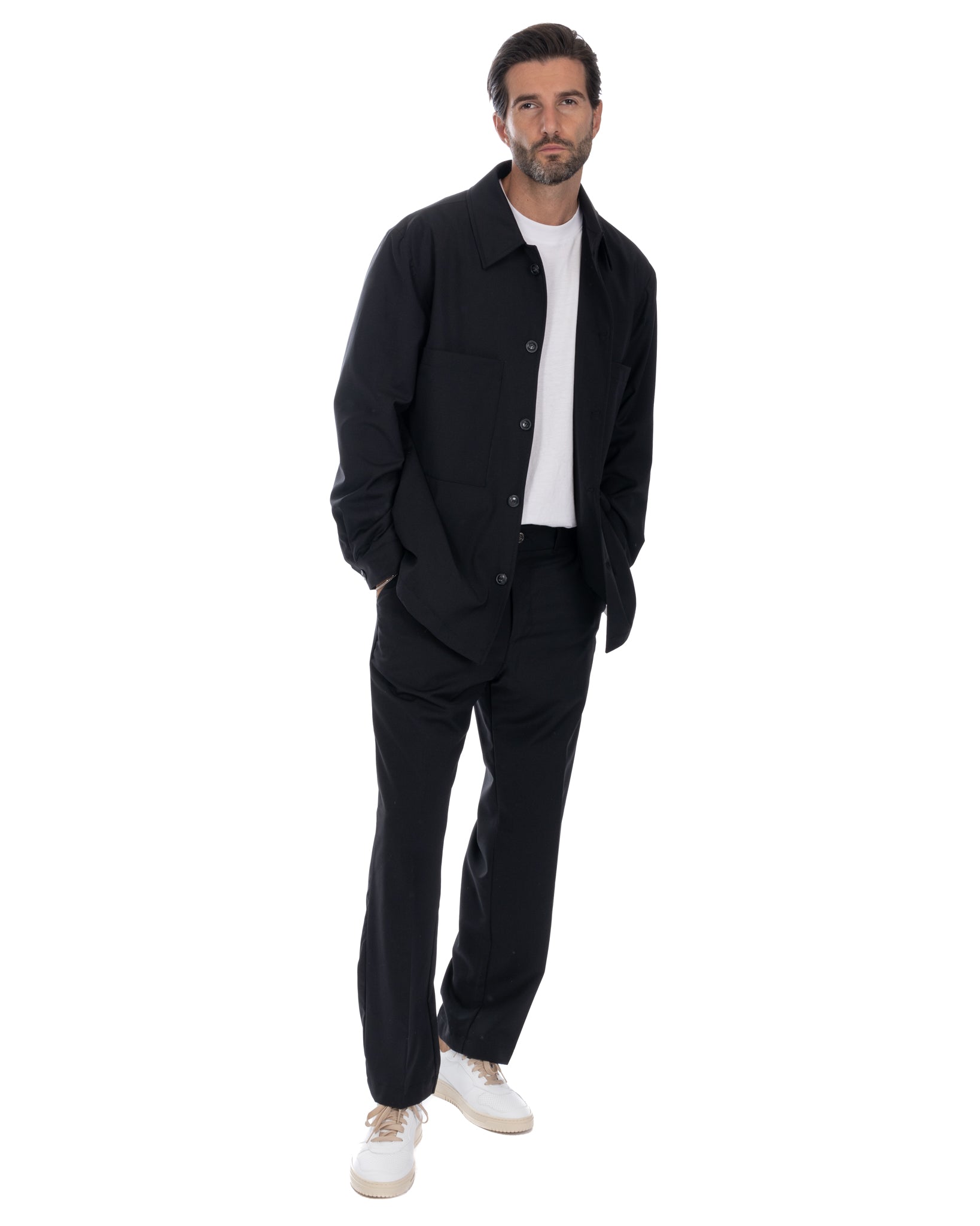 Donald - oversized black wool blend jacket