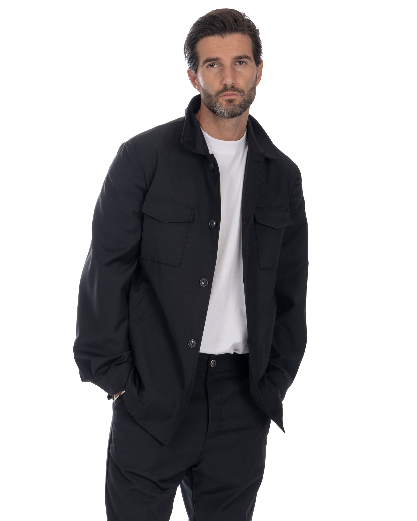 Steven - black wool blend jacket