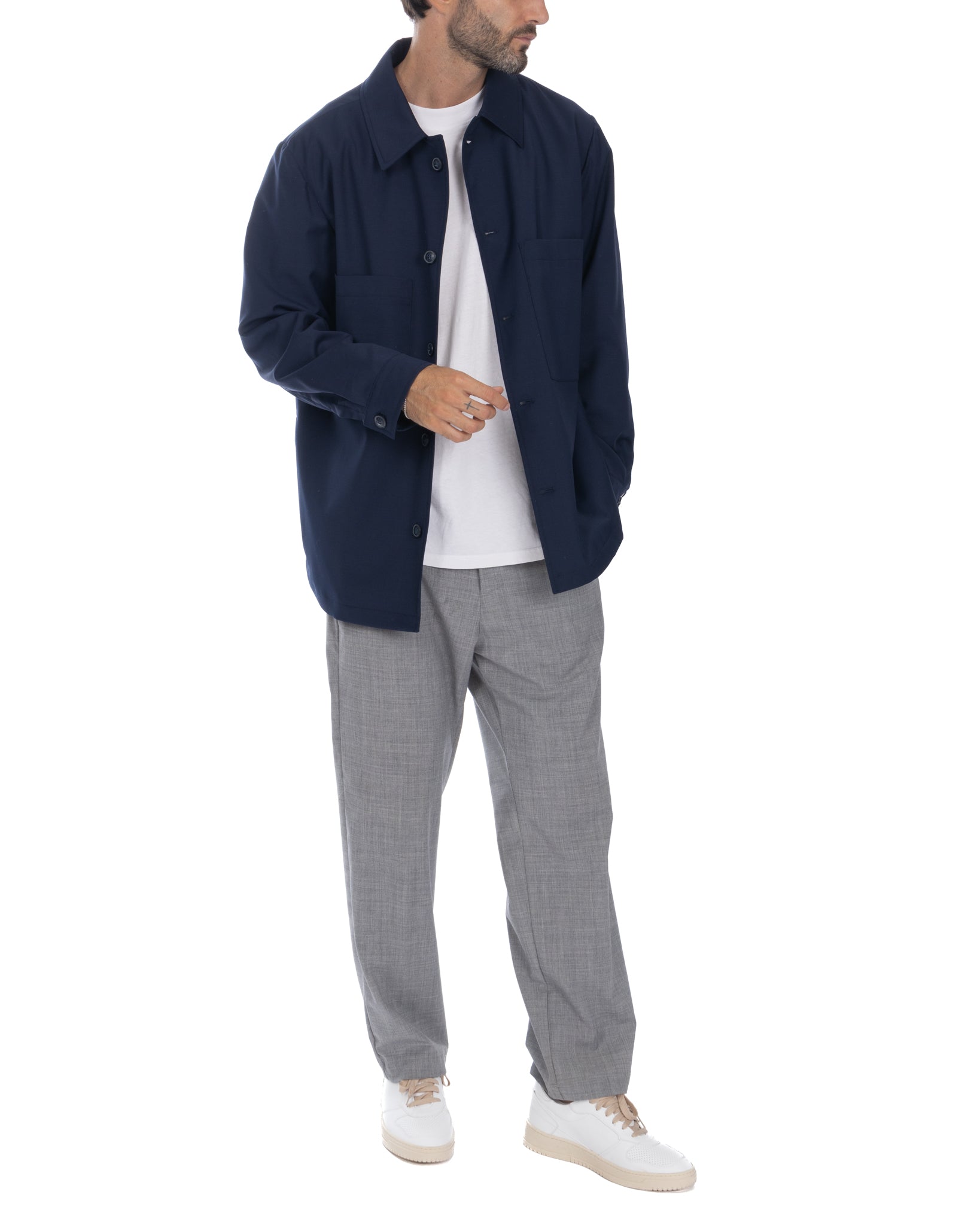 Donald - blue oversized jacket in wool blend