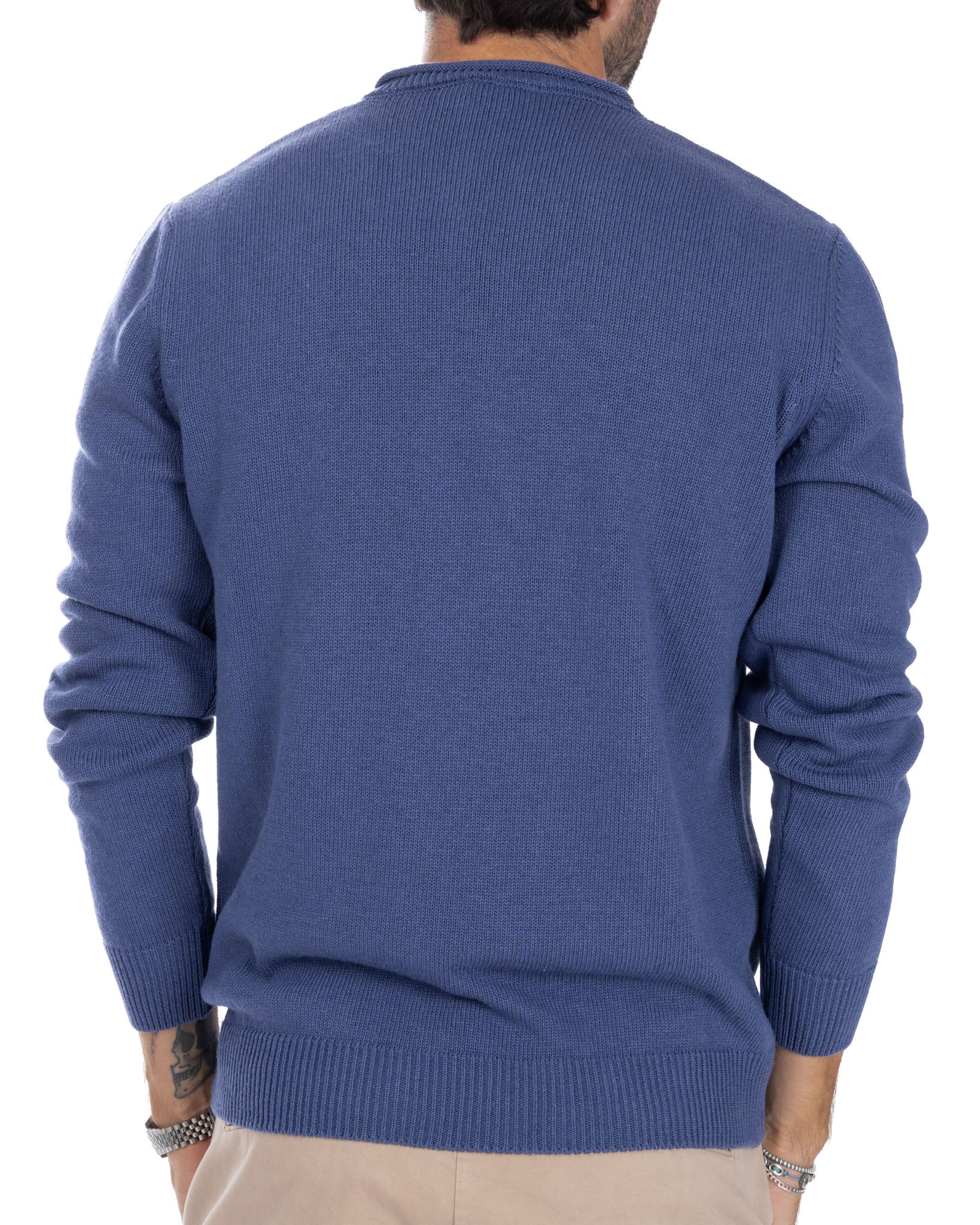 Adak - pull col rond bleu clair