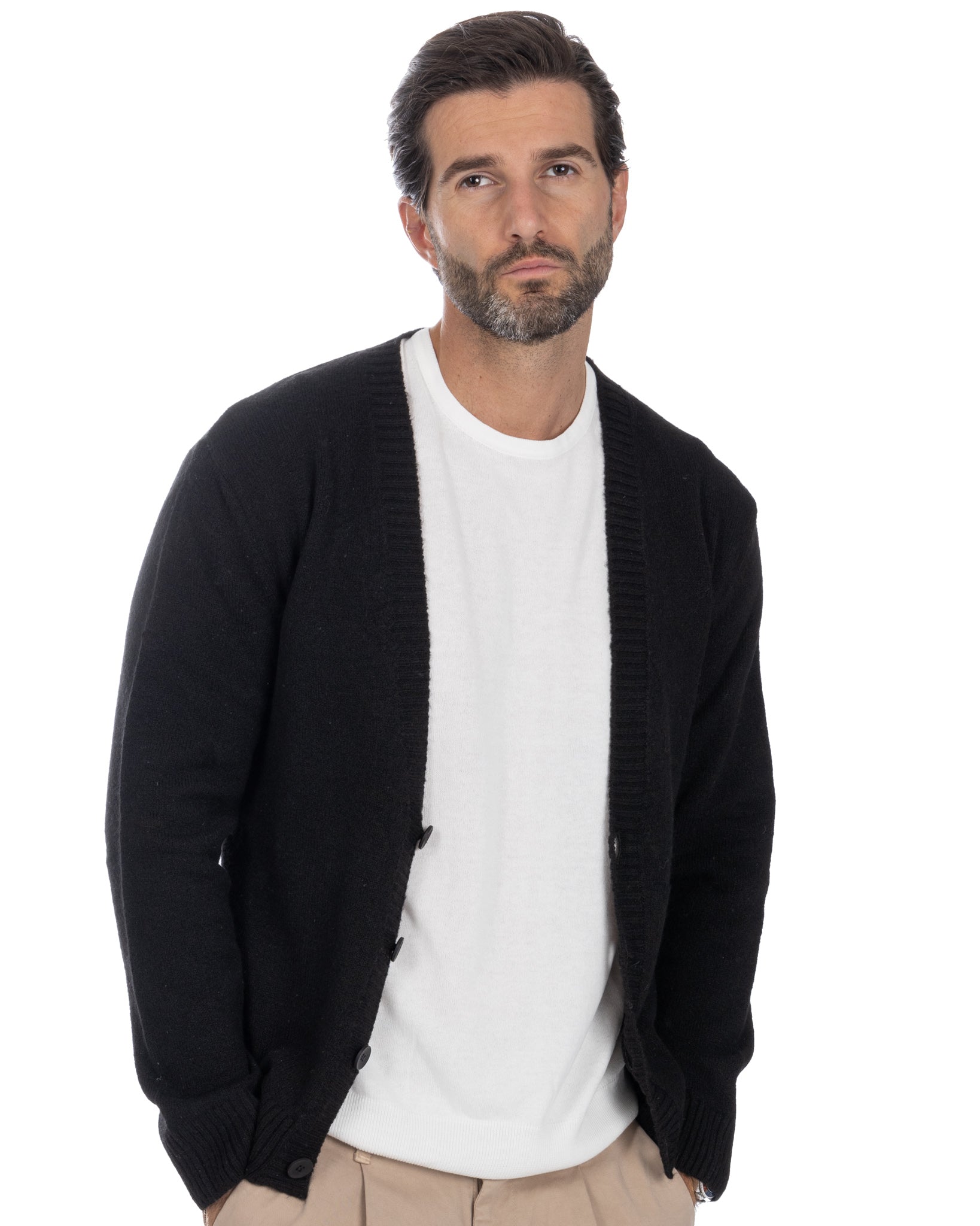 Ryan - black dropped shoulder cardigan