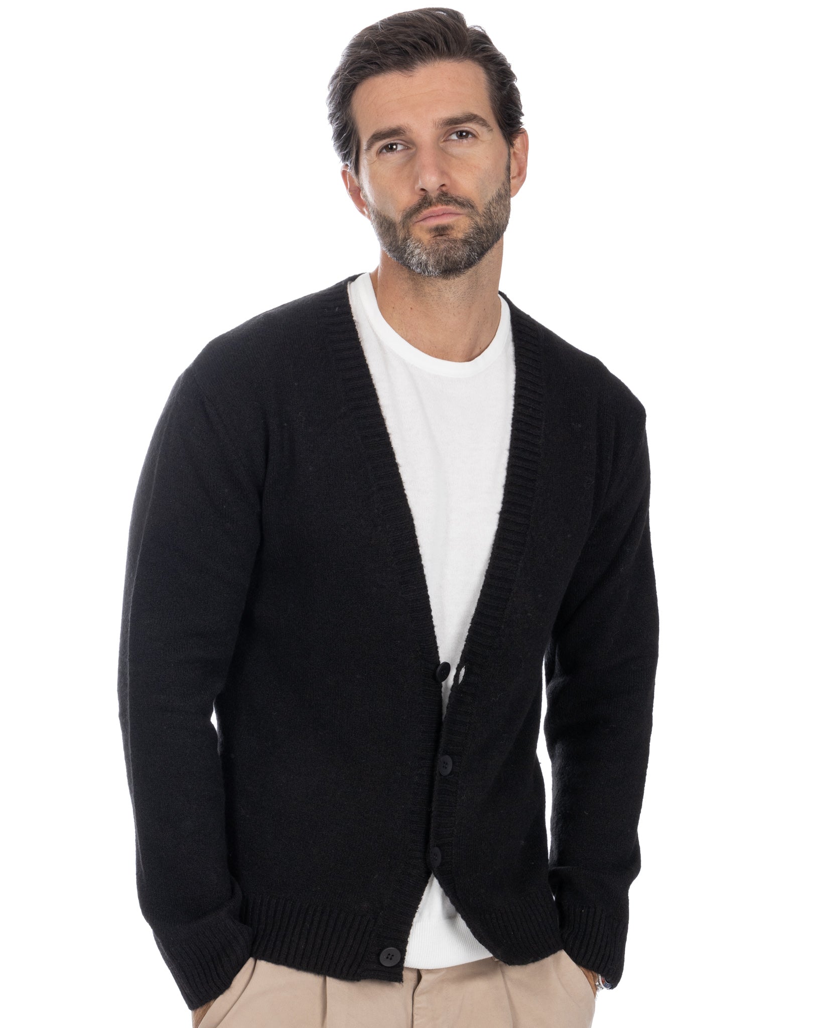 Ryan - black dropped shoulder cardigan