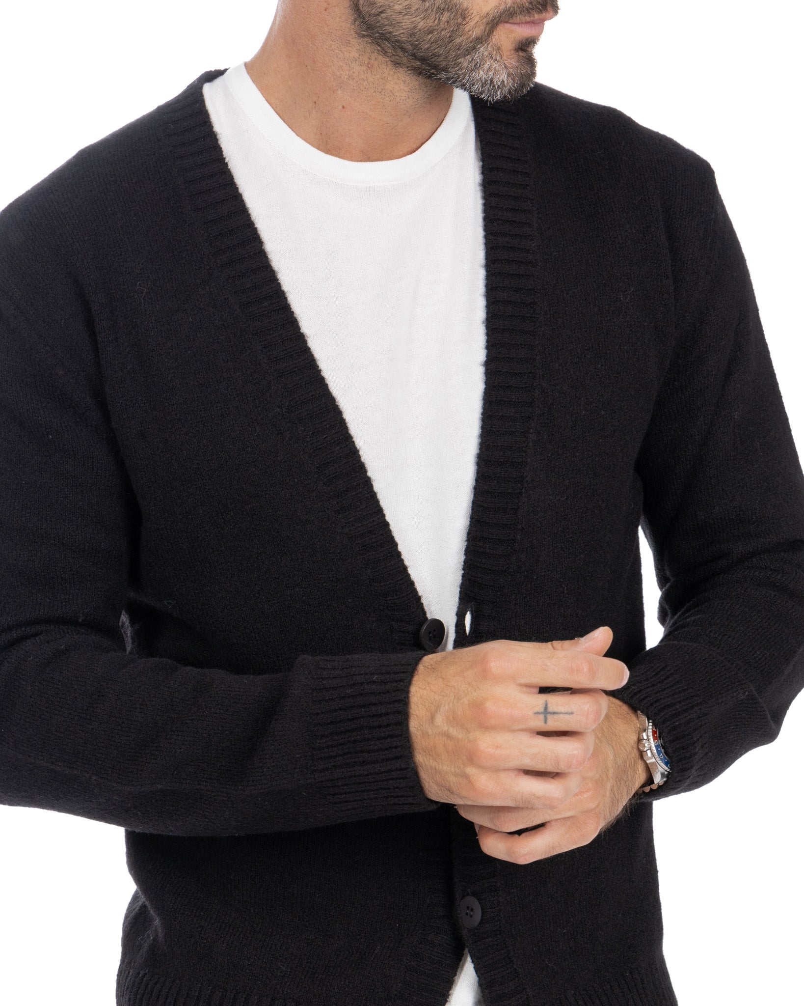 Ryan - black dropped shoulder cardigan