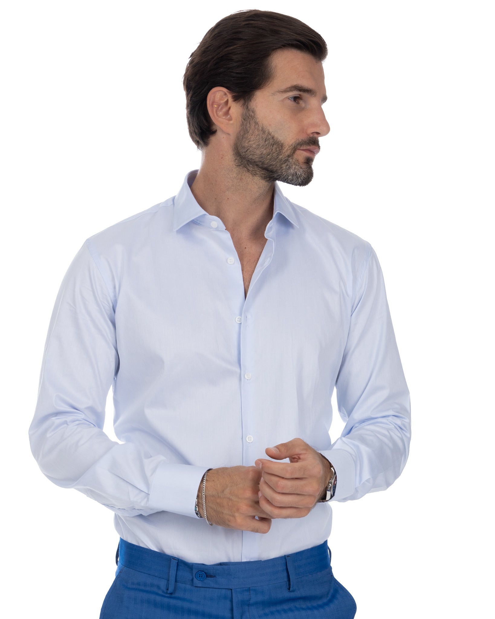 Shirt - slim fit light blue twill