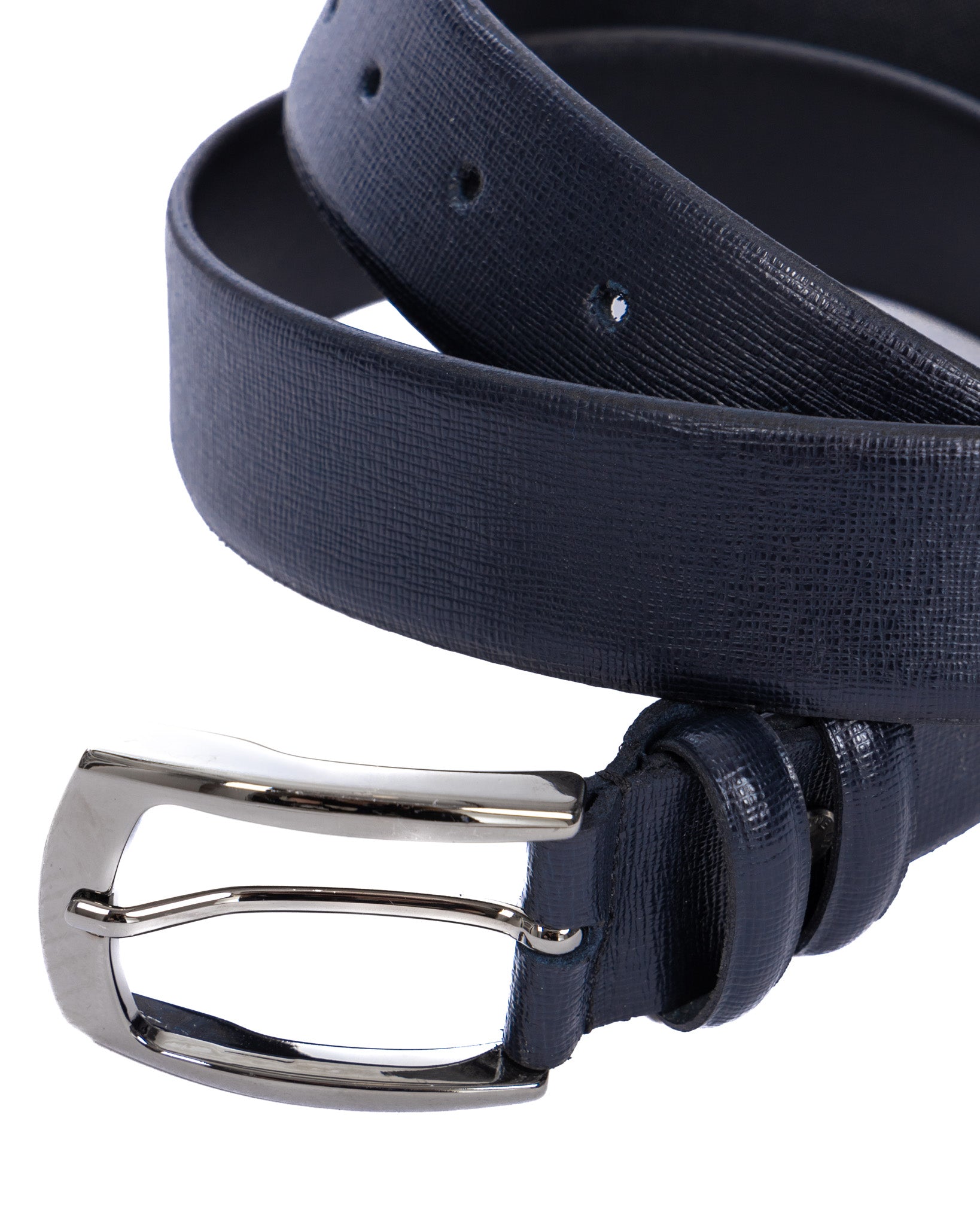 Capalbio - ceinture en cuir saffiano bleu