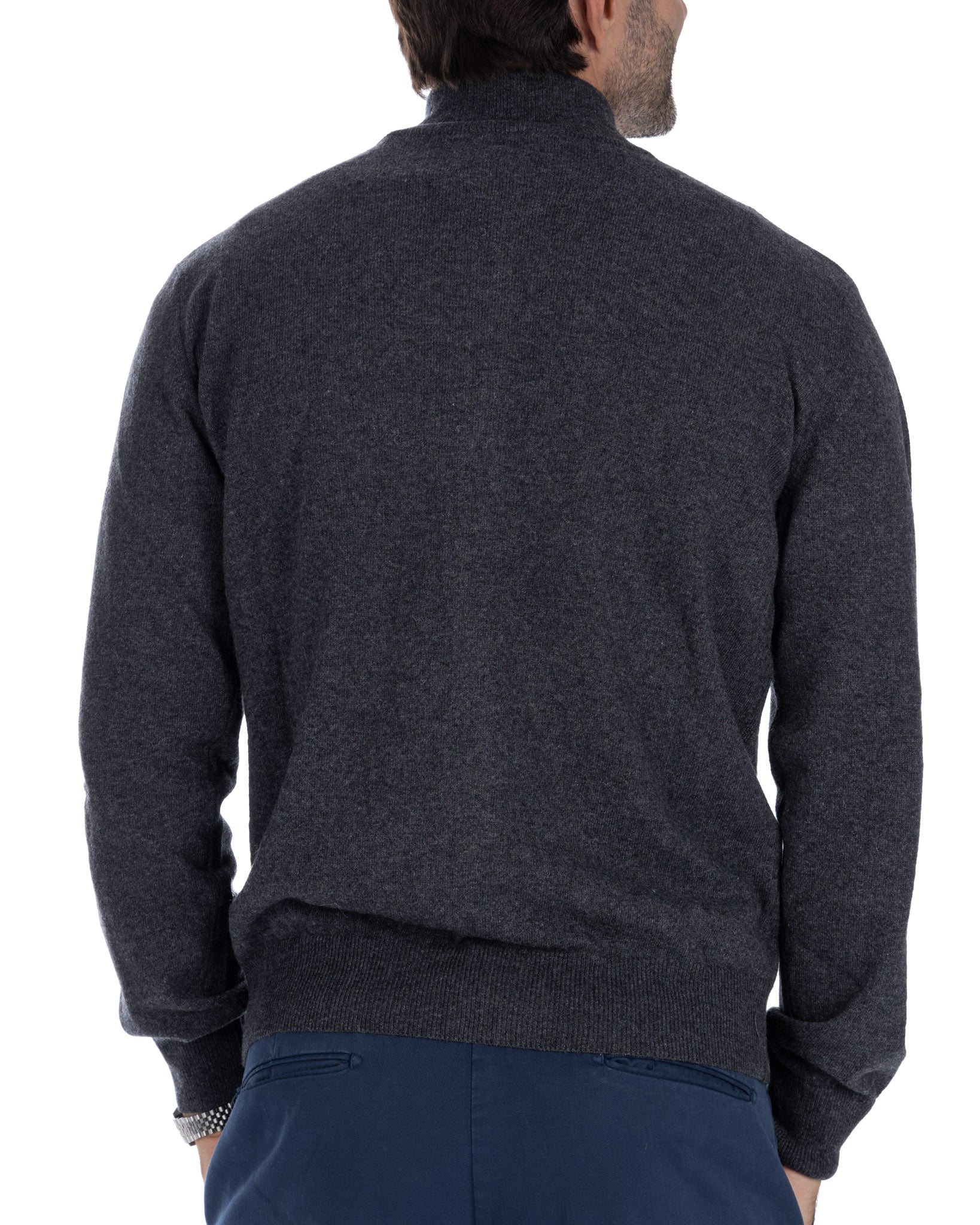 Matt - anthracite full zip sweater in cashmere blend