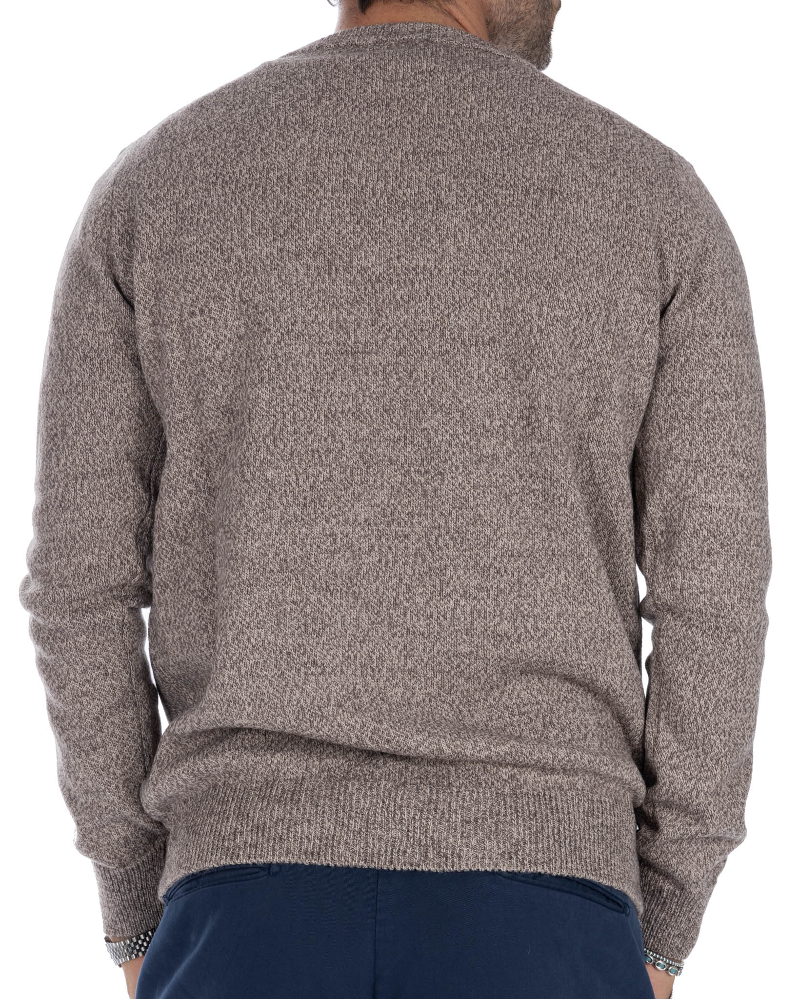 Willie - crew neck sweater in tobacco bouclé