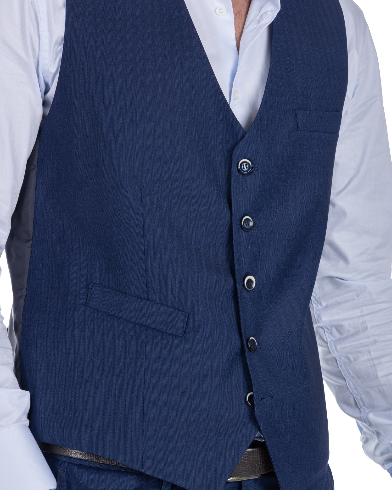 Lyon - blue solaro single-breasted waistcoat