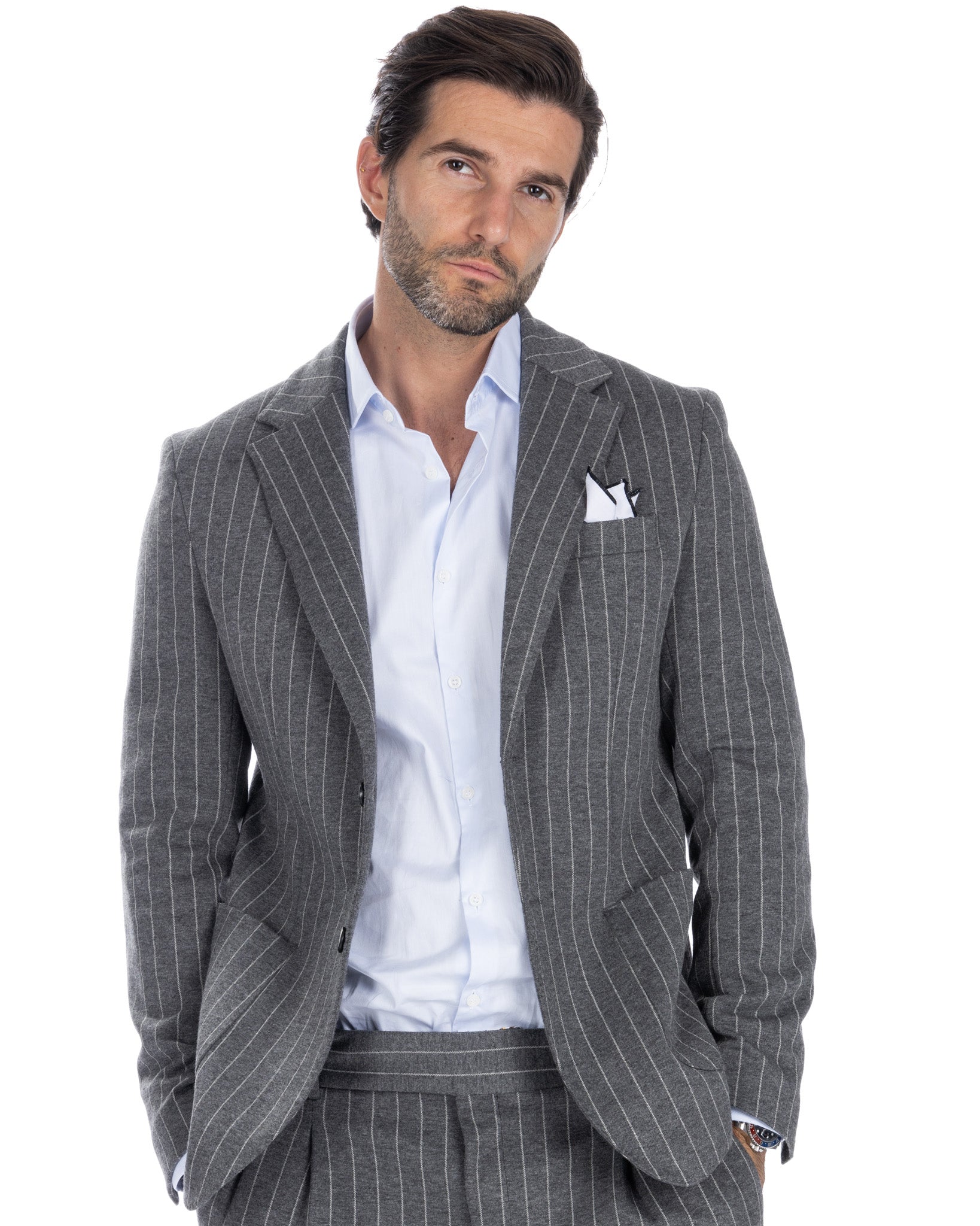 Raphael - gray pinstripe double-breasted jacket