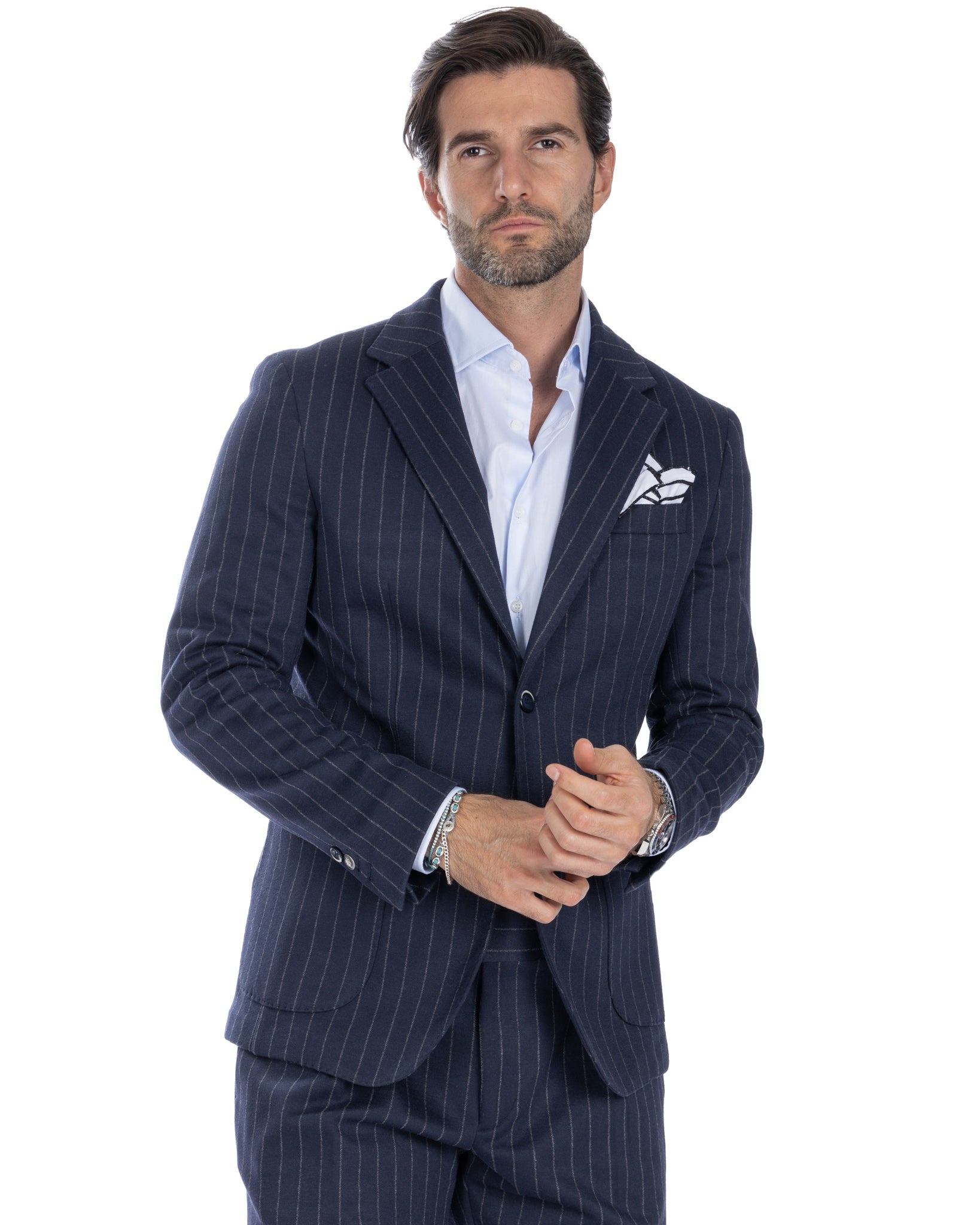 Raphael - Blue Pinstripe Single Breasted Jacket