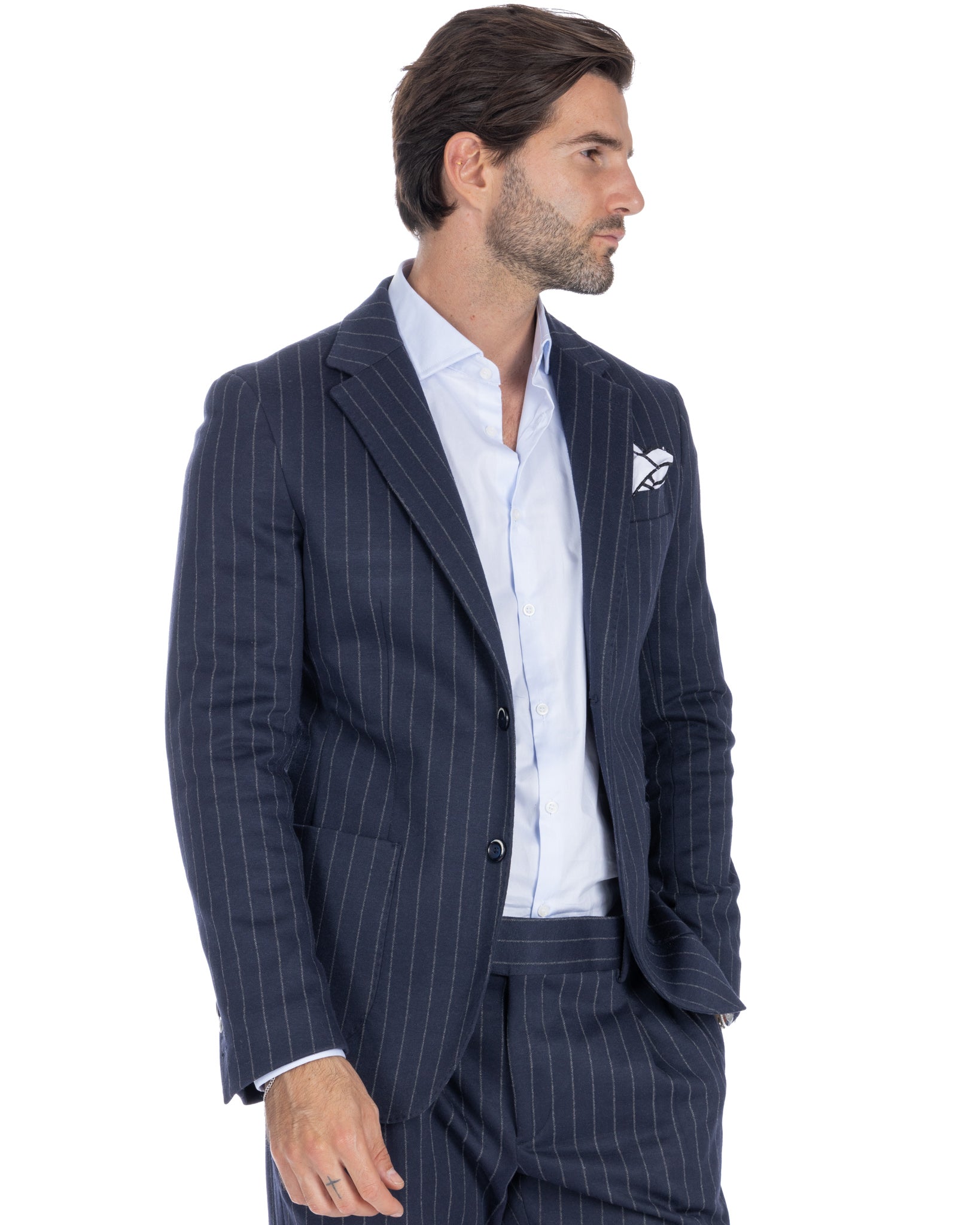 Raphael - blue pinstriped double-breasted jacket