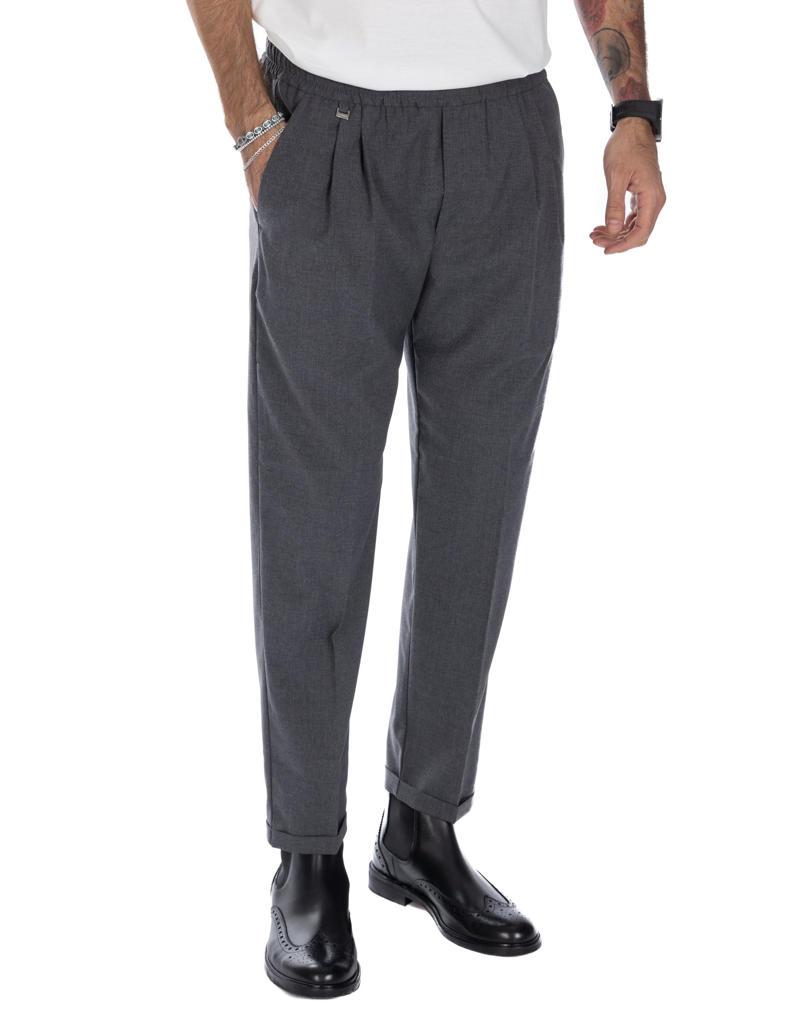 Larry - light gray wool blend trousers