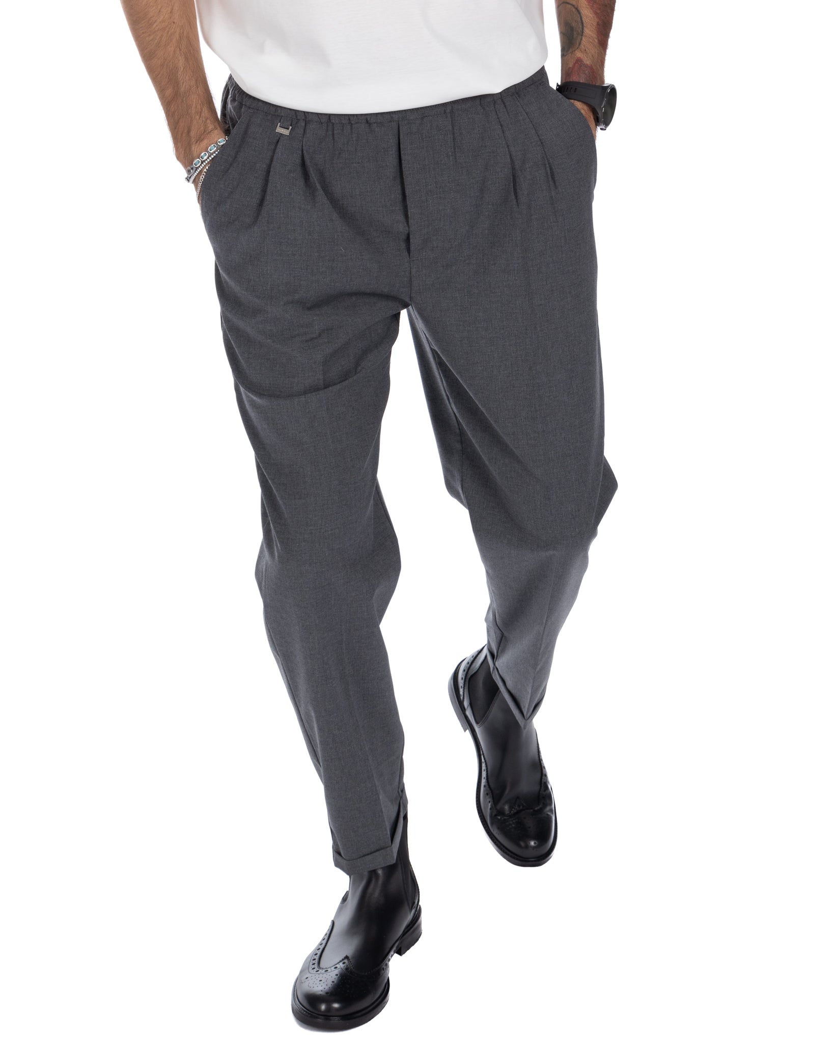 Larry - light gray wool blend trousers