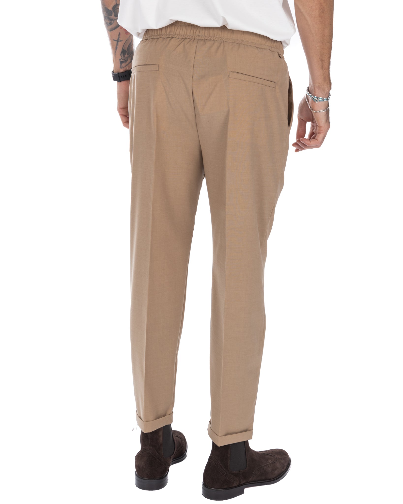 Larry - pantalon en laine mélangée camel