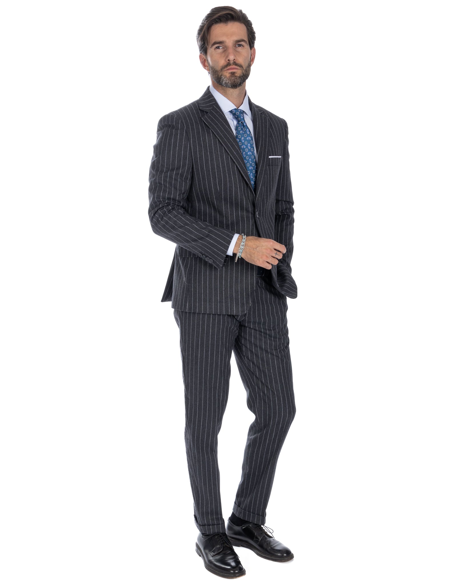 Toulouse - dark gray denim single-breasted suit