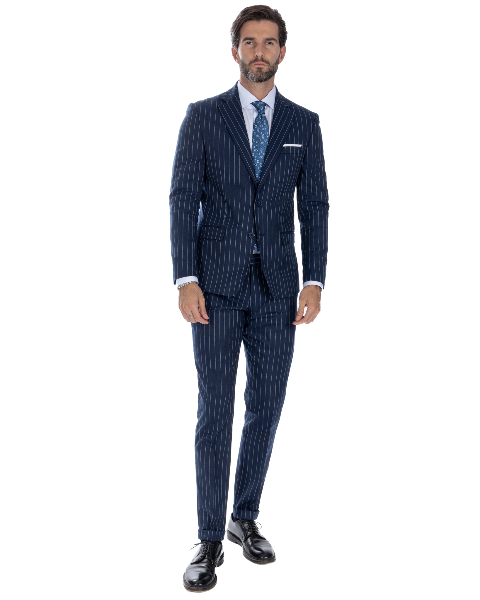 Toulouse - single-breasted pinstriped denim suit