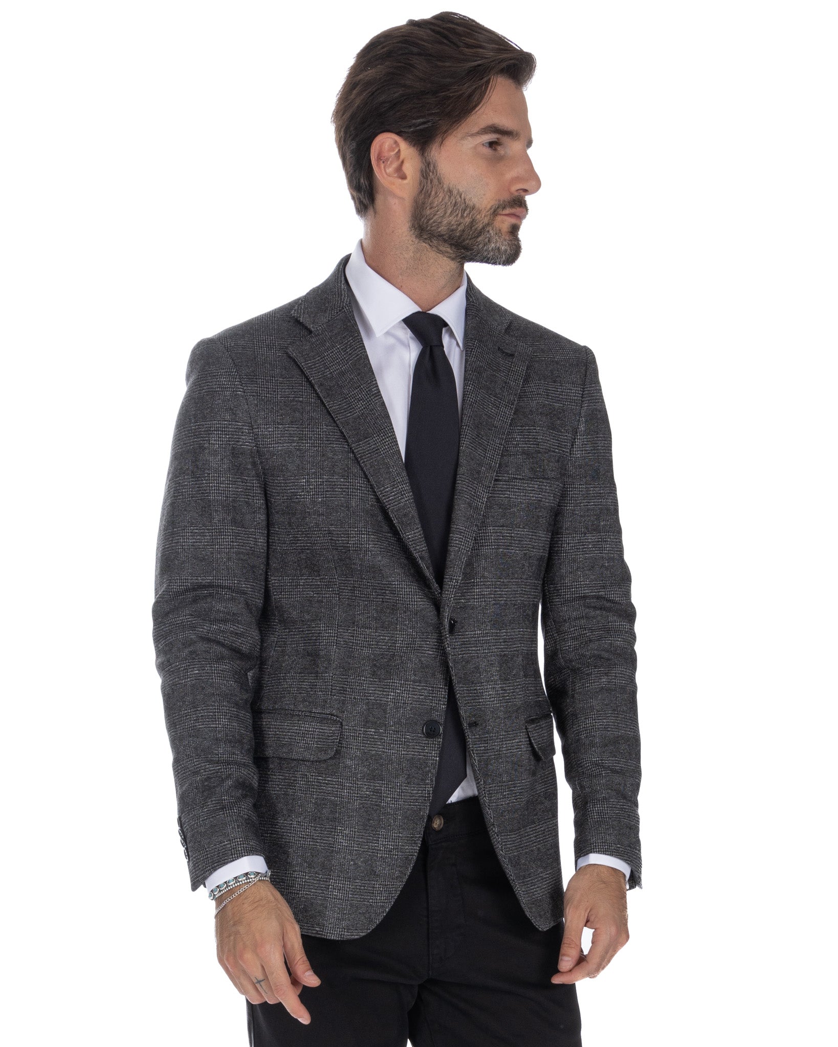 Orson - veste carrée anthracite à boutonnage simple