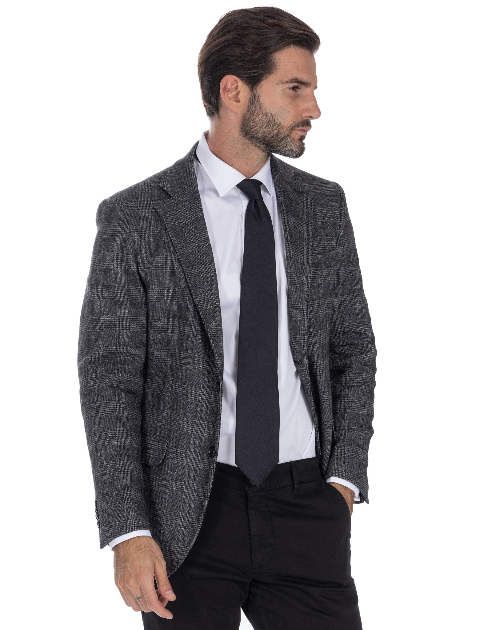 Orson - veste carrée anthracite à boutonnage simple