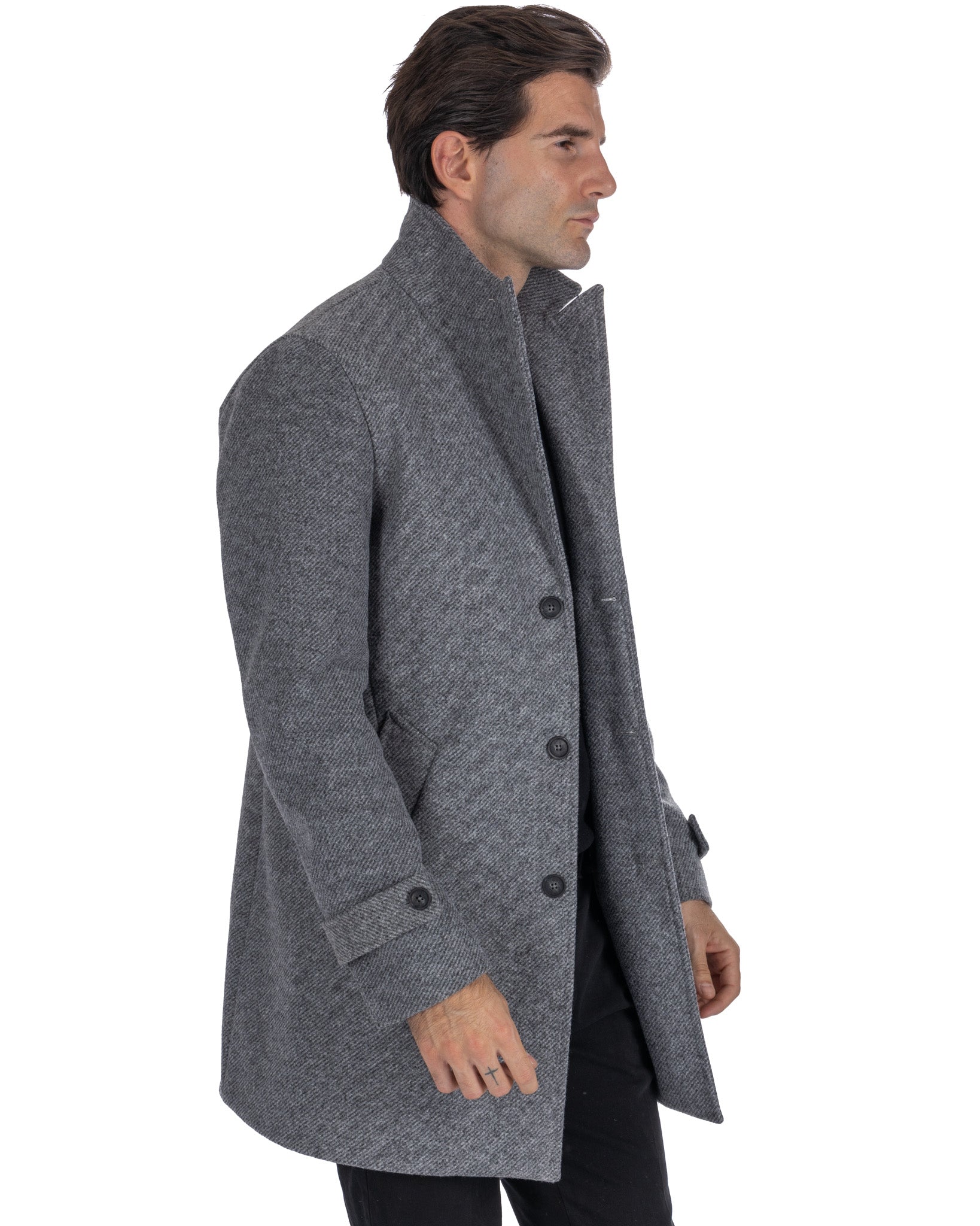 Louis - manteau gris à boutonnage simple