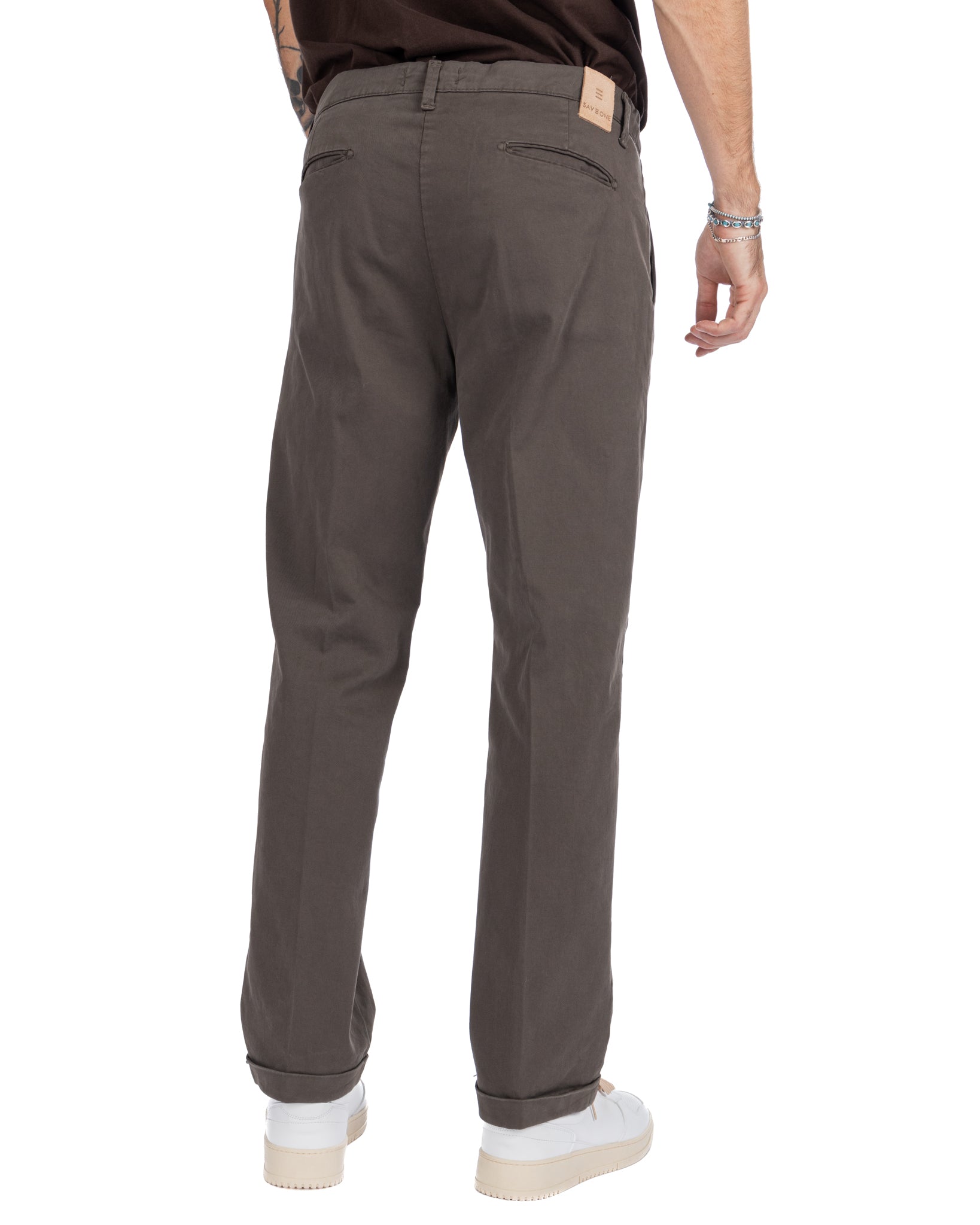 Sean - pantalone in cotone largo fango