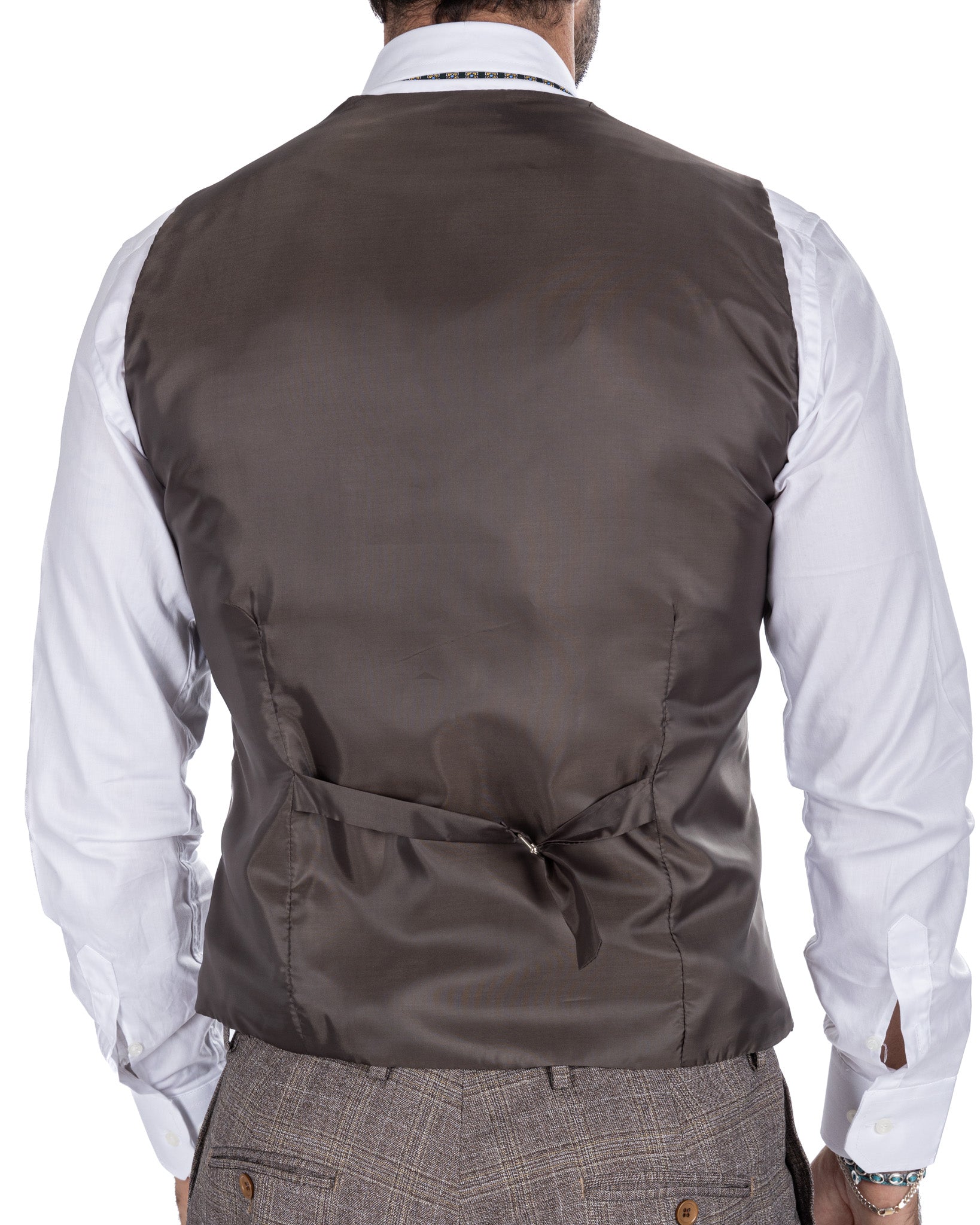 Senales - beige squared single-breasted waistcoat