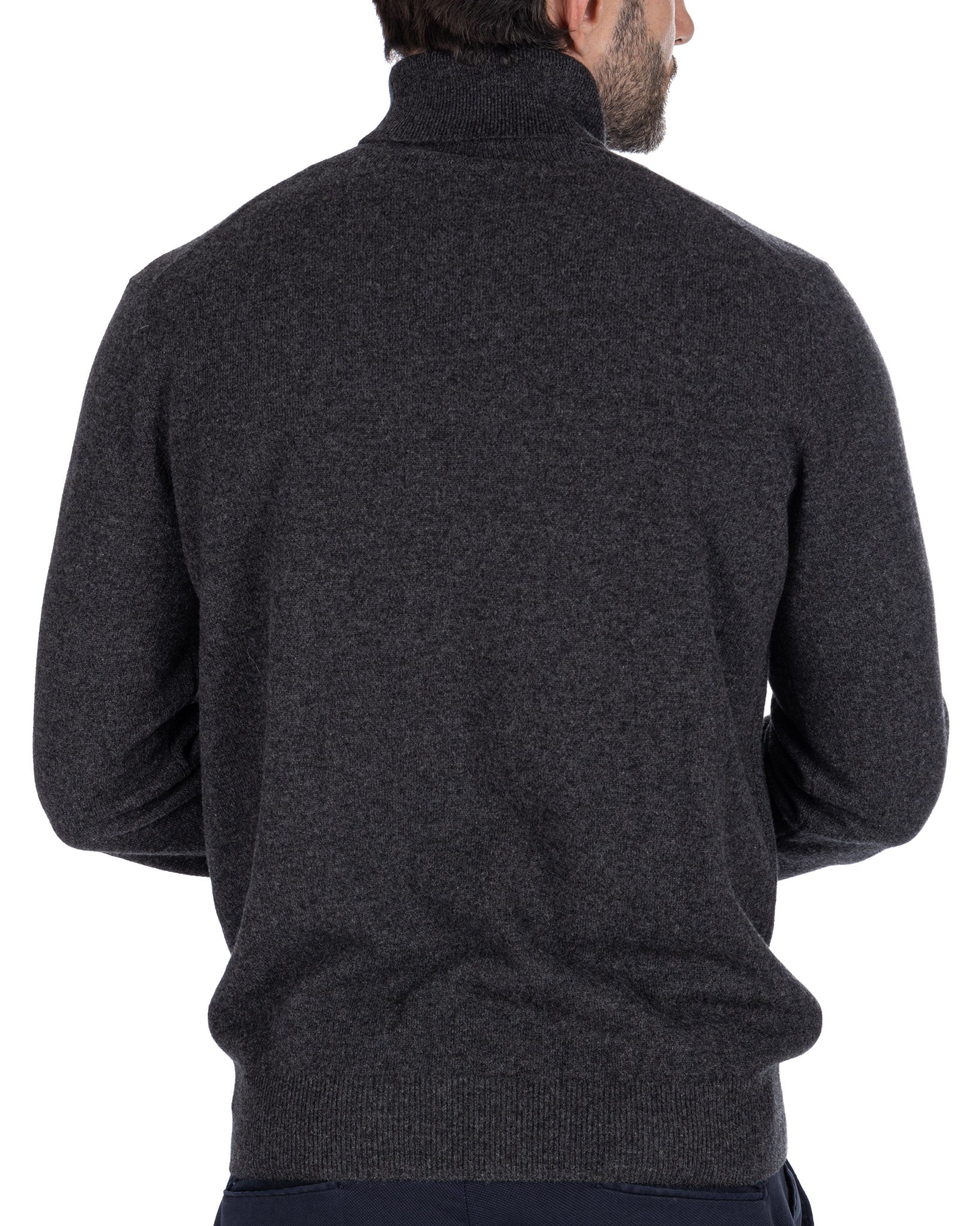 Albori - turtleneck in pure anthracite cashmere