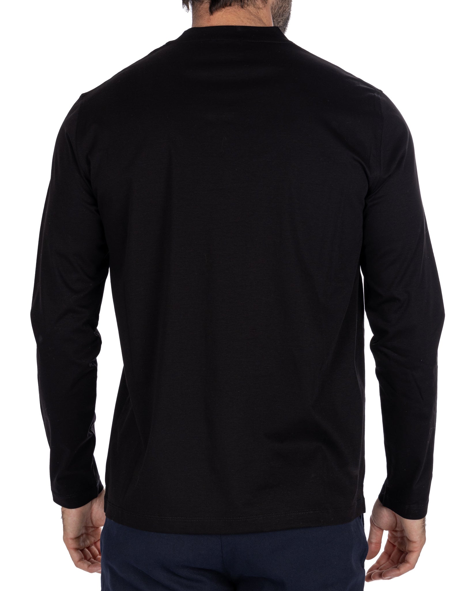 Nimega - t-shirt manica lunga nera in cotone